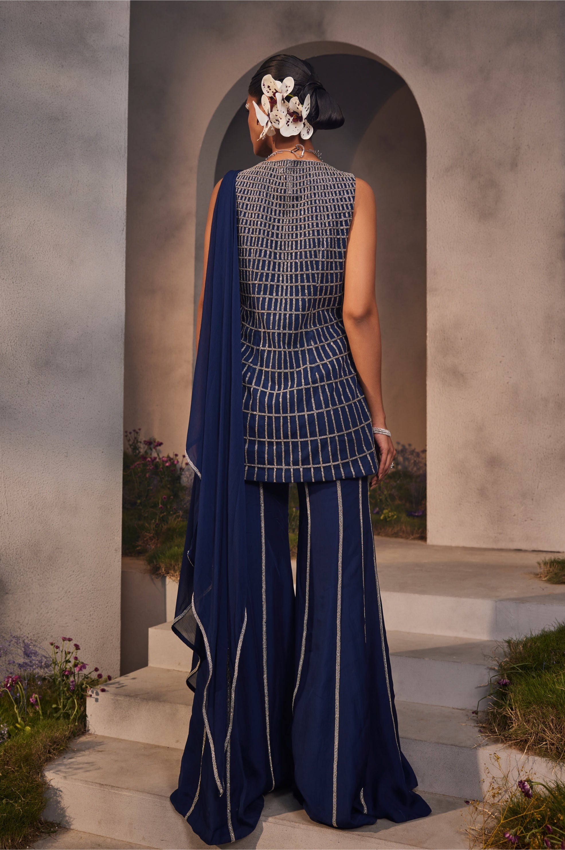 Lia – blue organza suit, bisouNYC