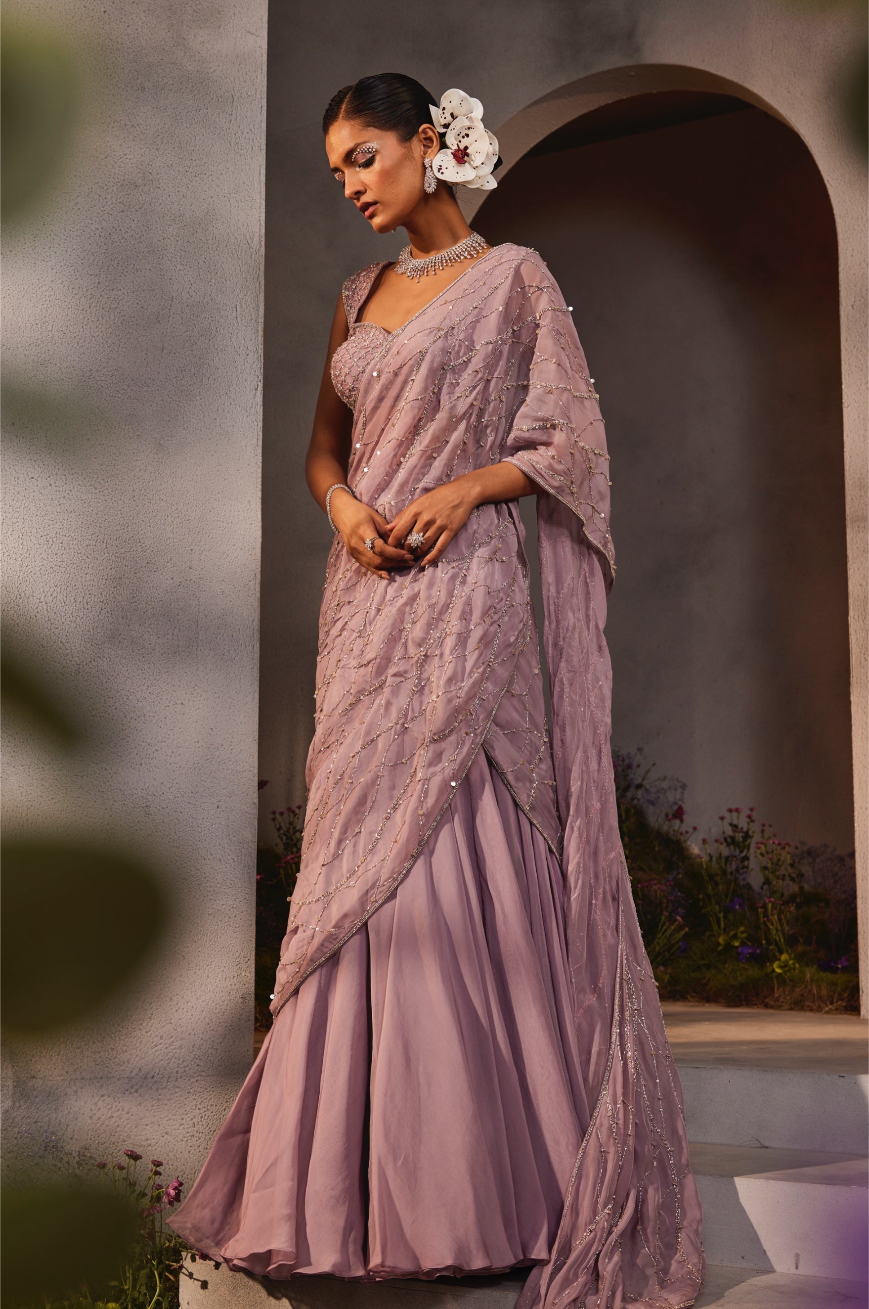 Liah – lavender organza lehenga, bisouNYC
