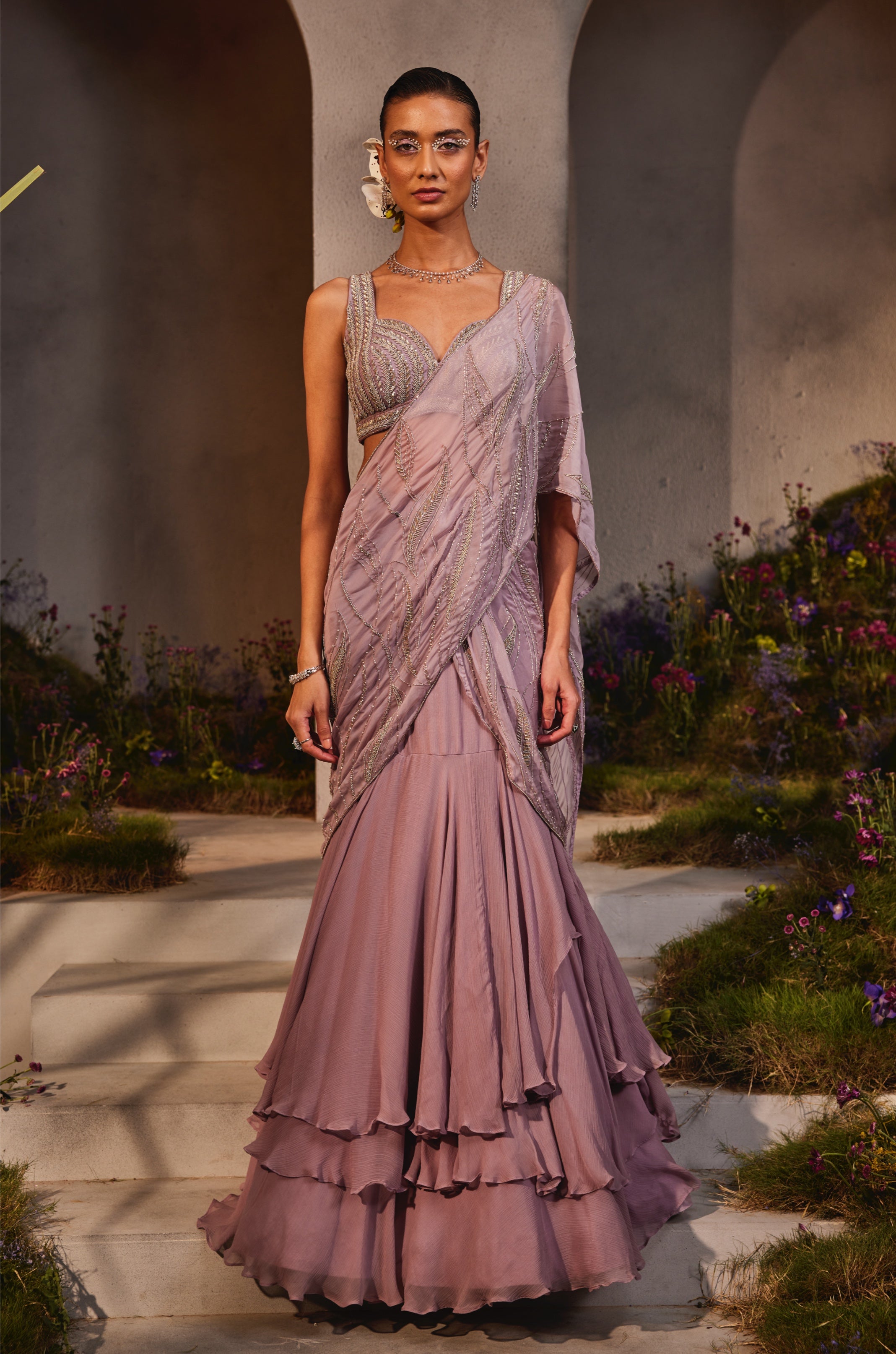Lilith – lavender organza lehenga, bisouNYC