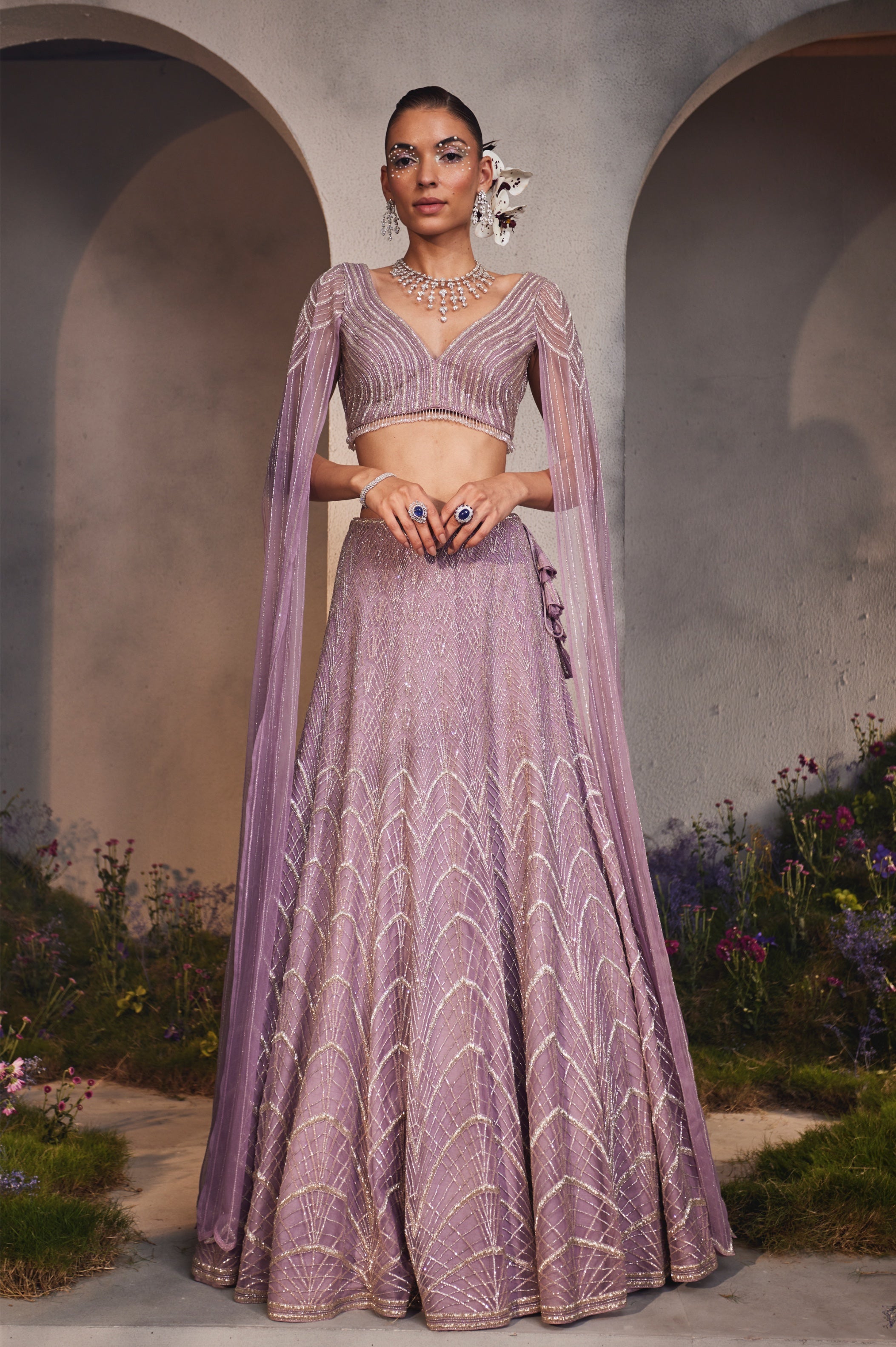 Lisa – lavender net lehenga, bisouNYC
