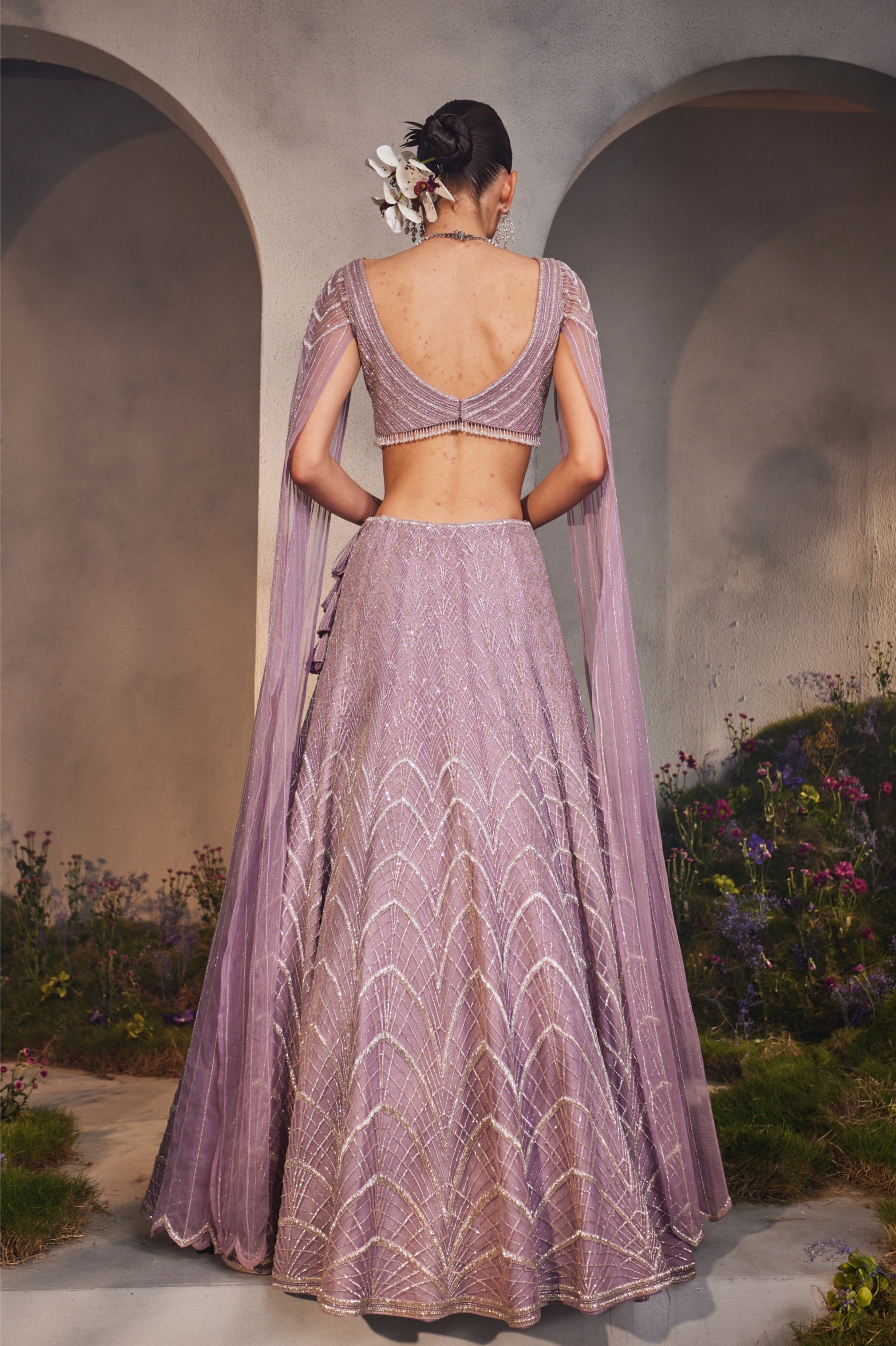 Lisa – lavender net lehenga, bisouNYC