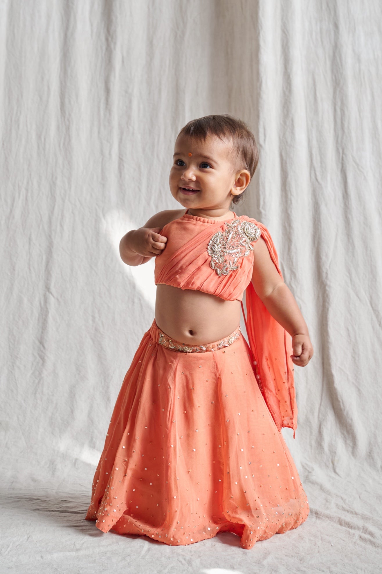 Coral crush cutie – coral lehenga, bisouNYC