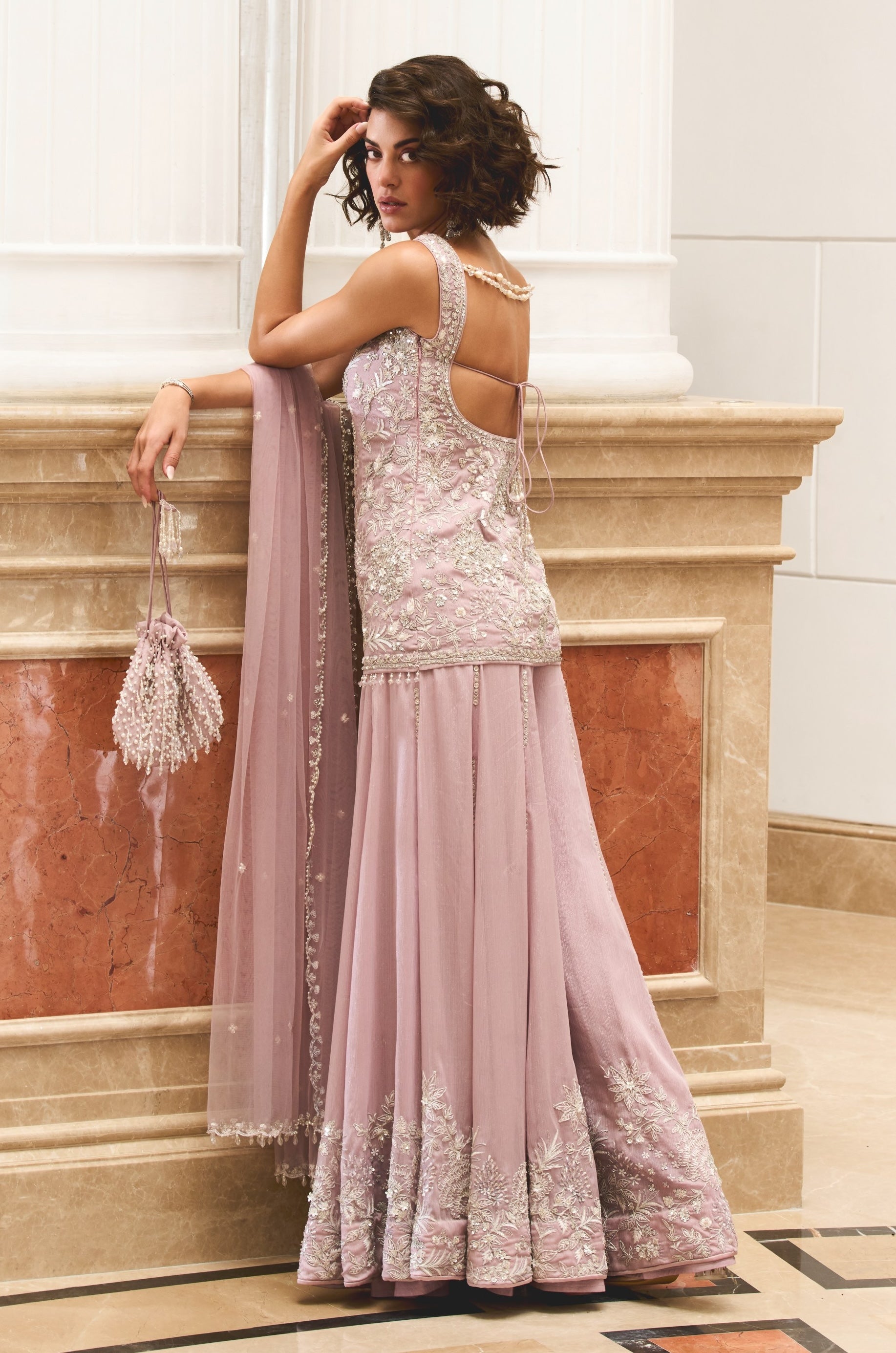 Livia – lilac georgette suit, bisouNYC