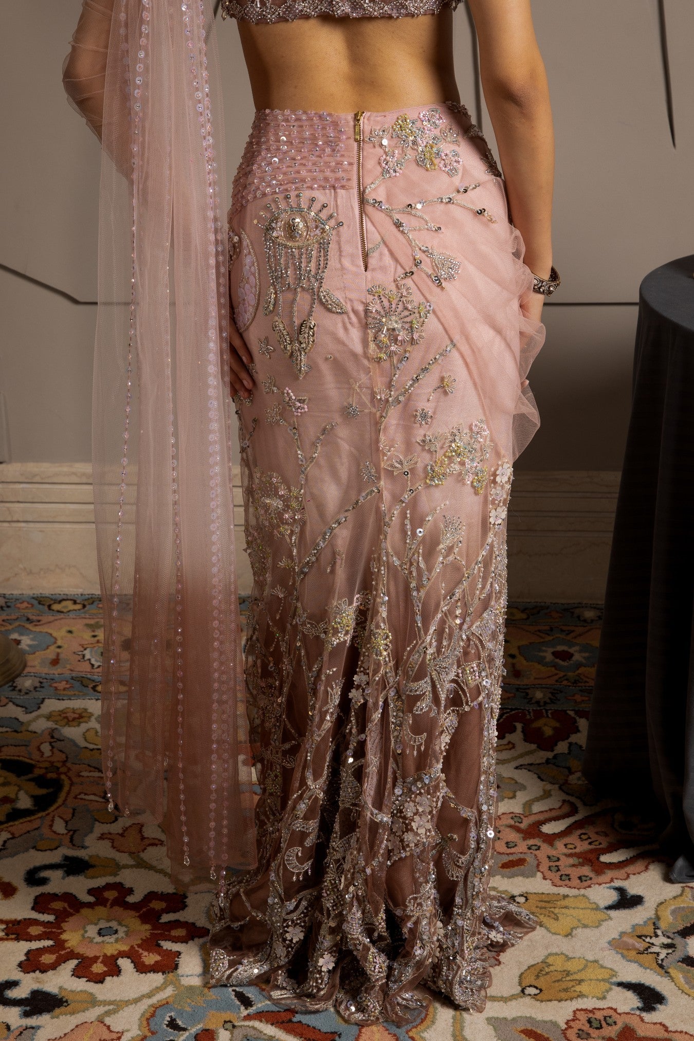 Lumina – pink net lehenga, bisouNYC
