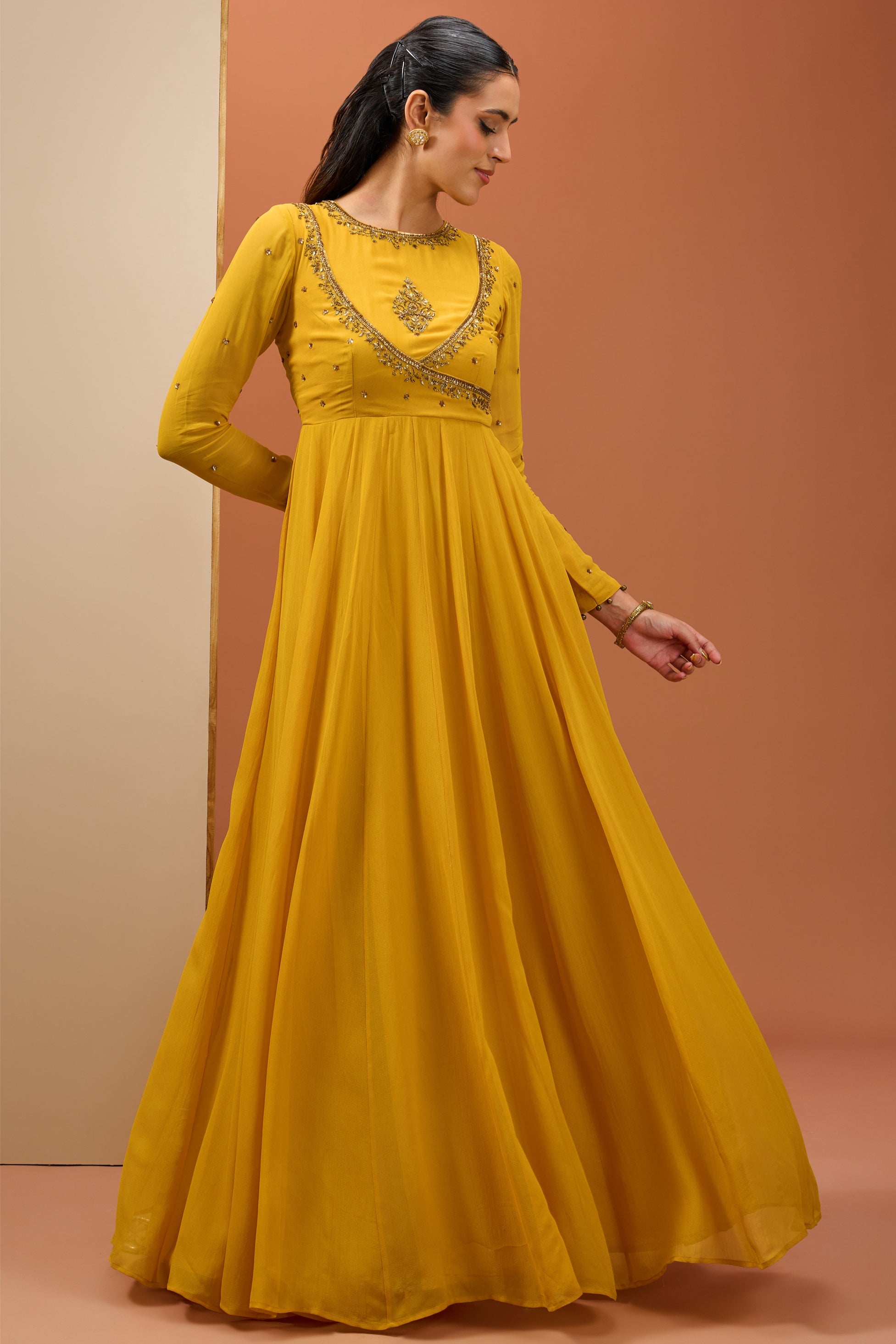 Mala – mustard organza dress, bisouNYC