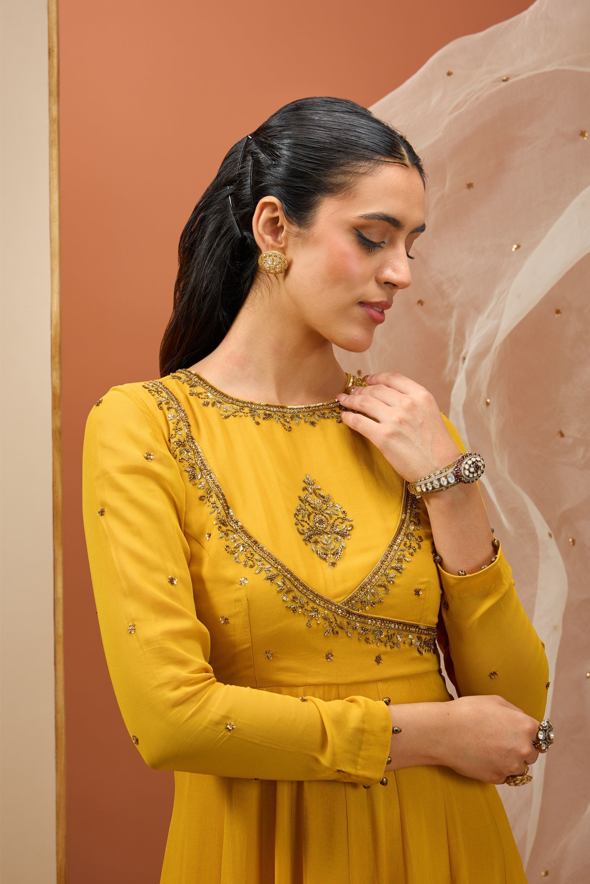 Mala – mustard organza dress, bisouNYC