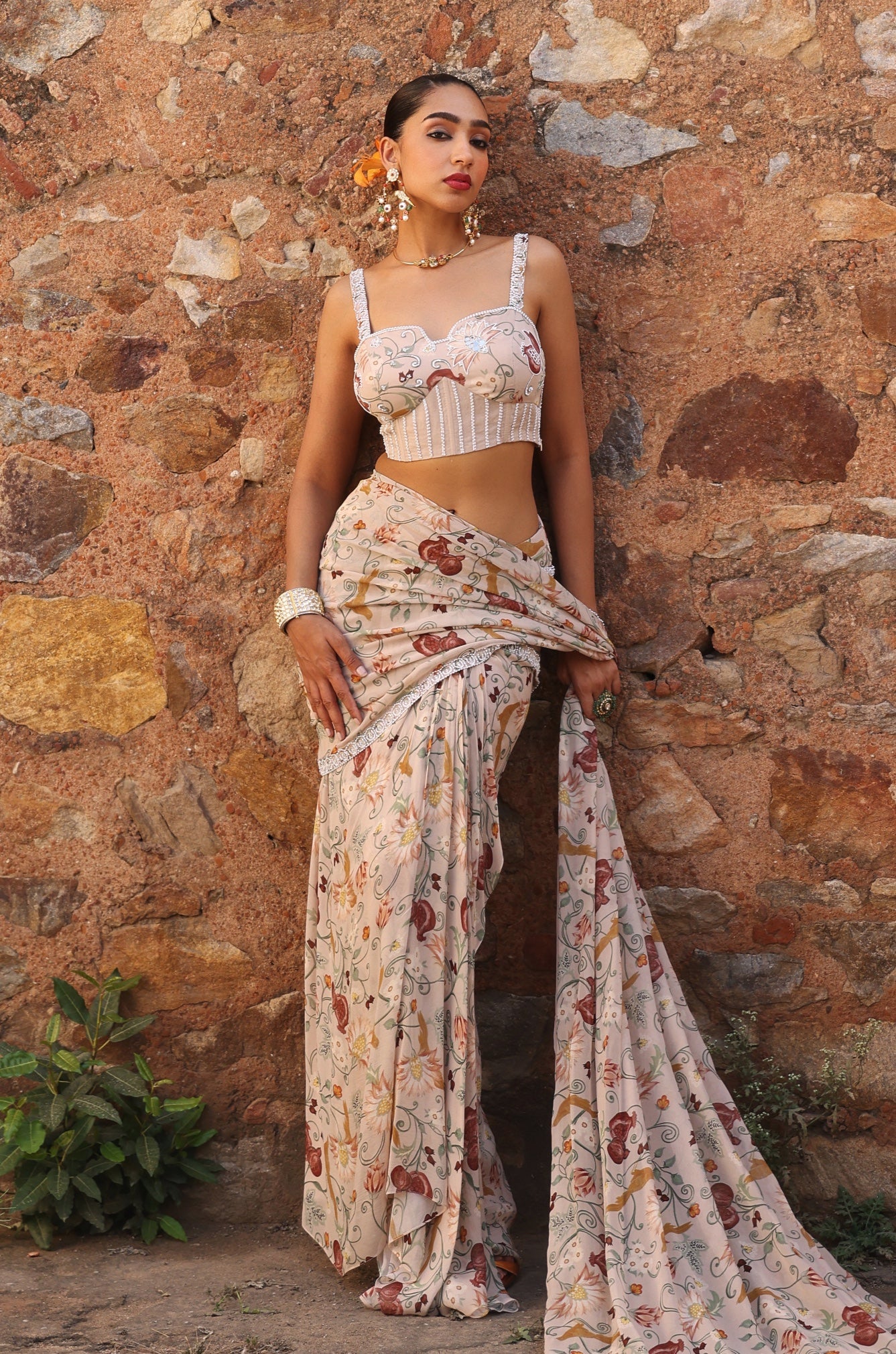 Malvi – pink georgette saree, bisouNYC