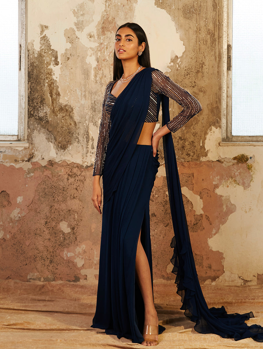 Marina – blue saree, bisouNYC