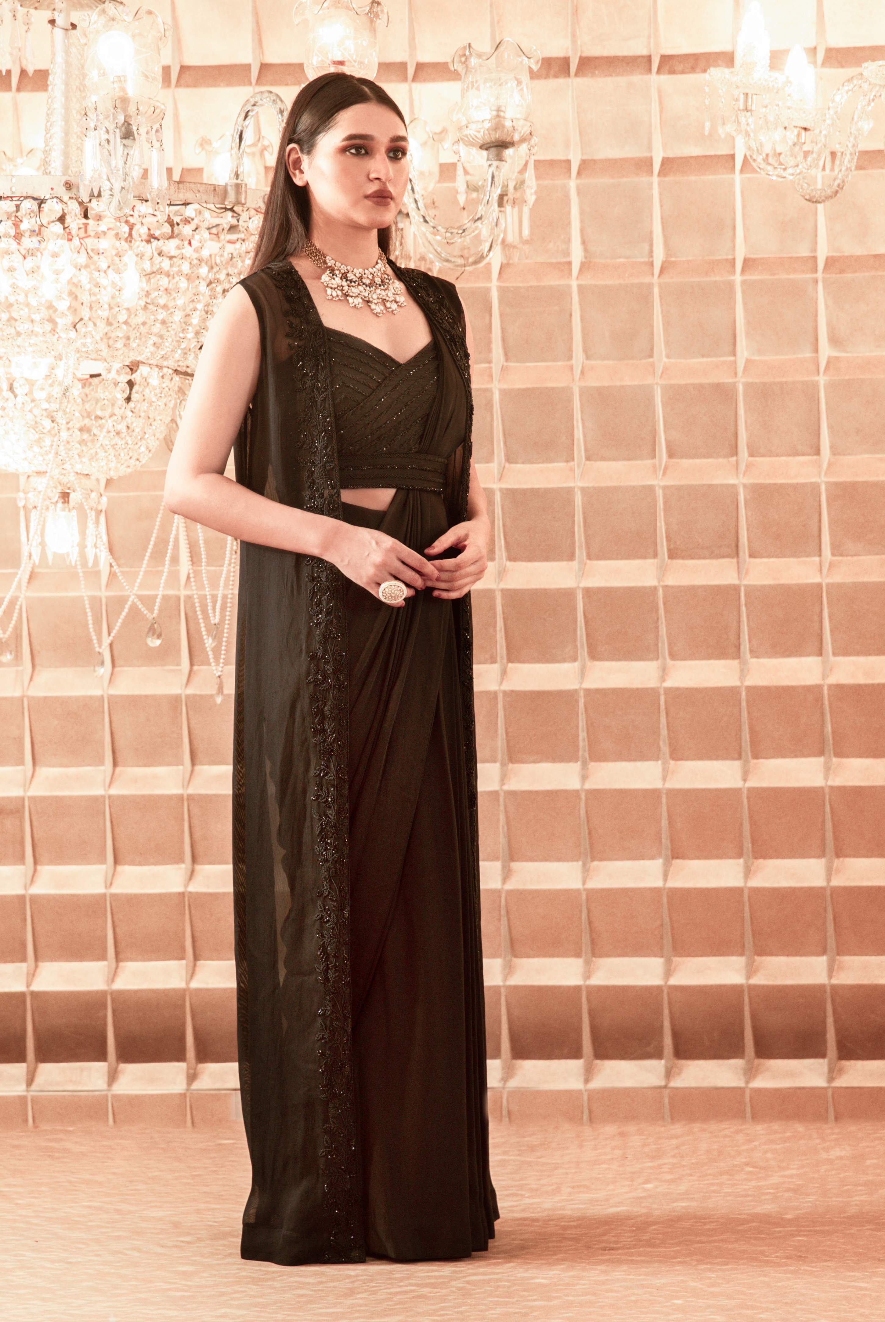Masoom – black georgette saree, bisouNYC