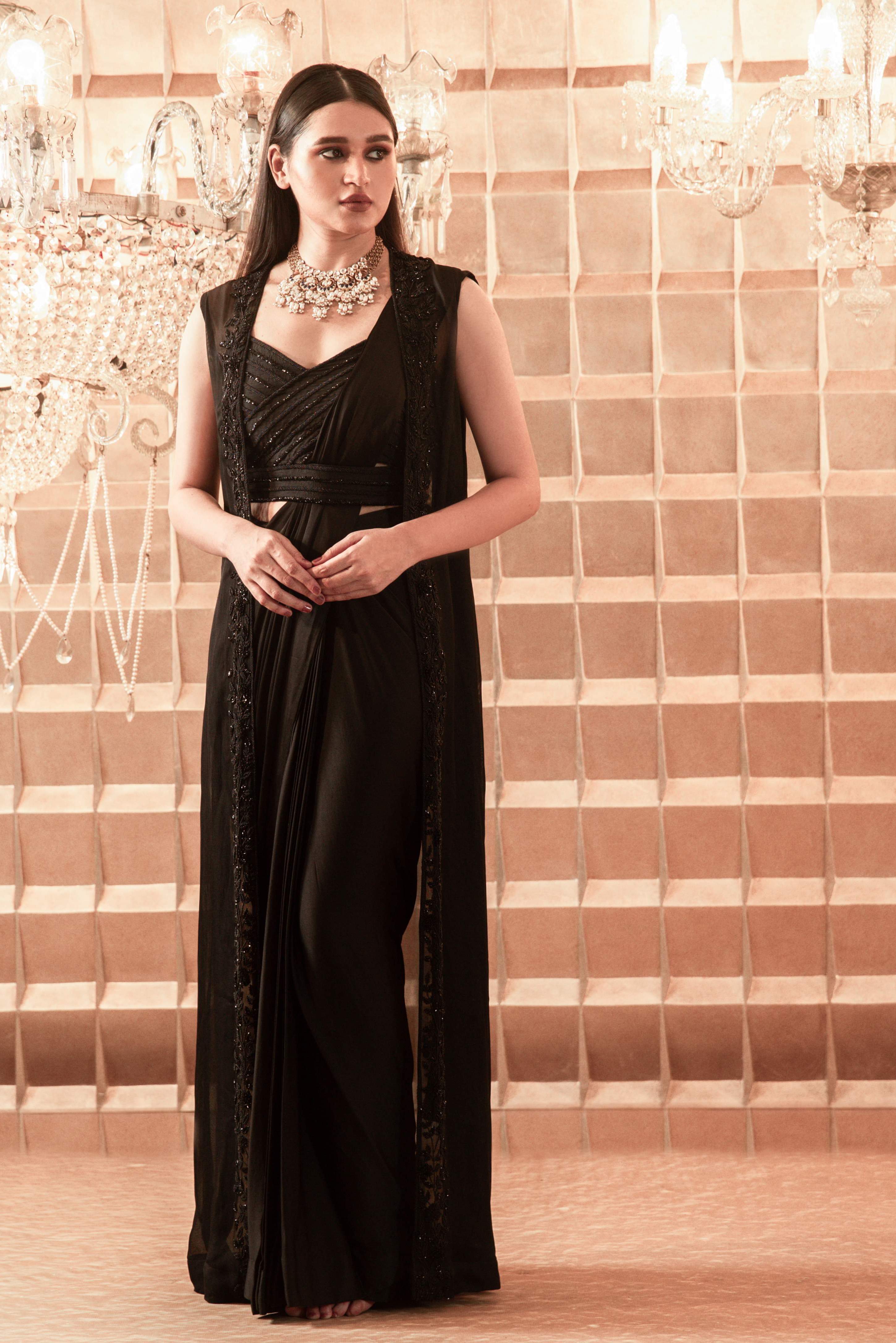 Masoom – black georgette saree, bisouNYC