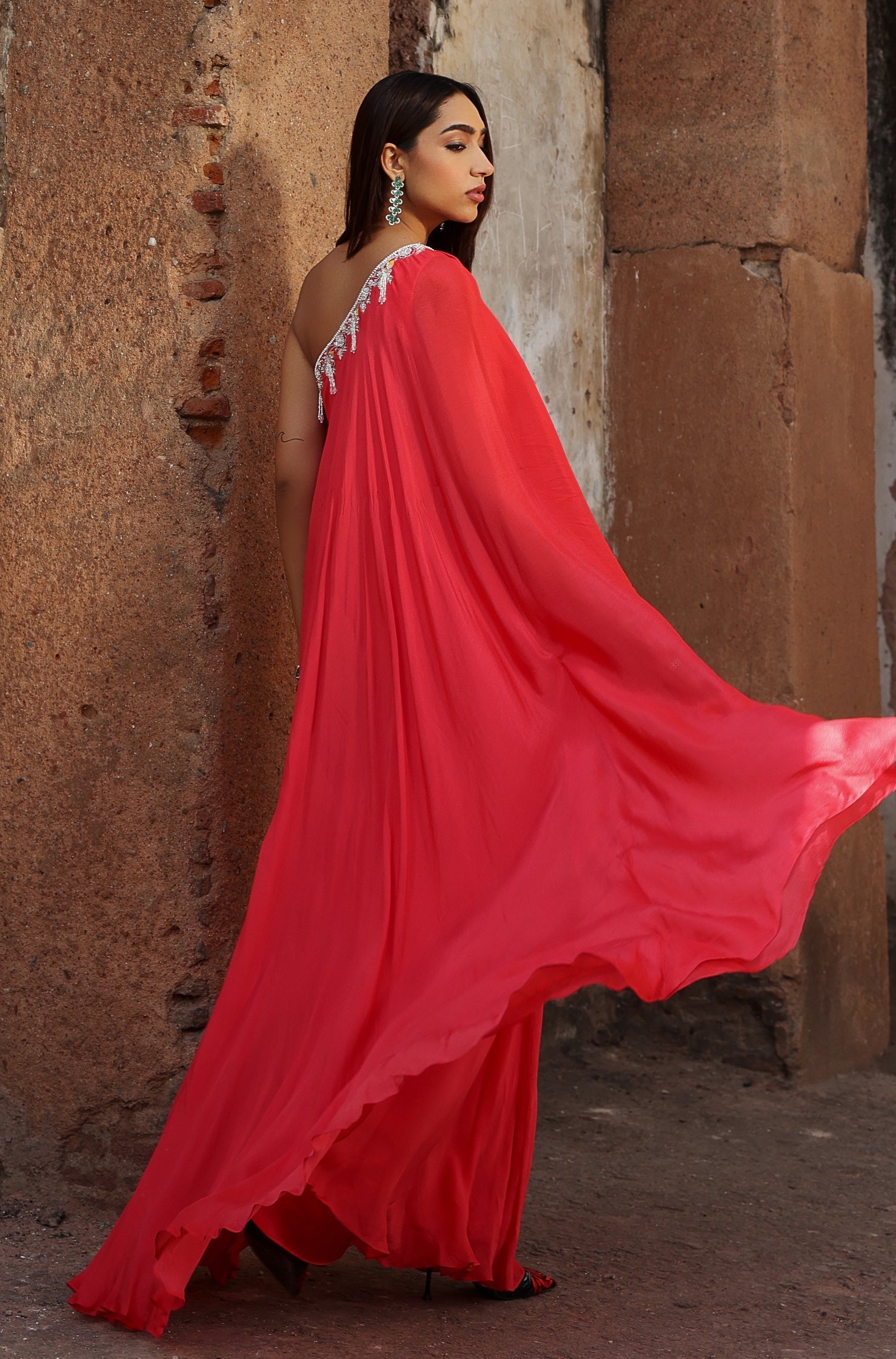Mehek – coral organza dress, bisouNYC