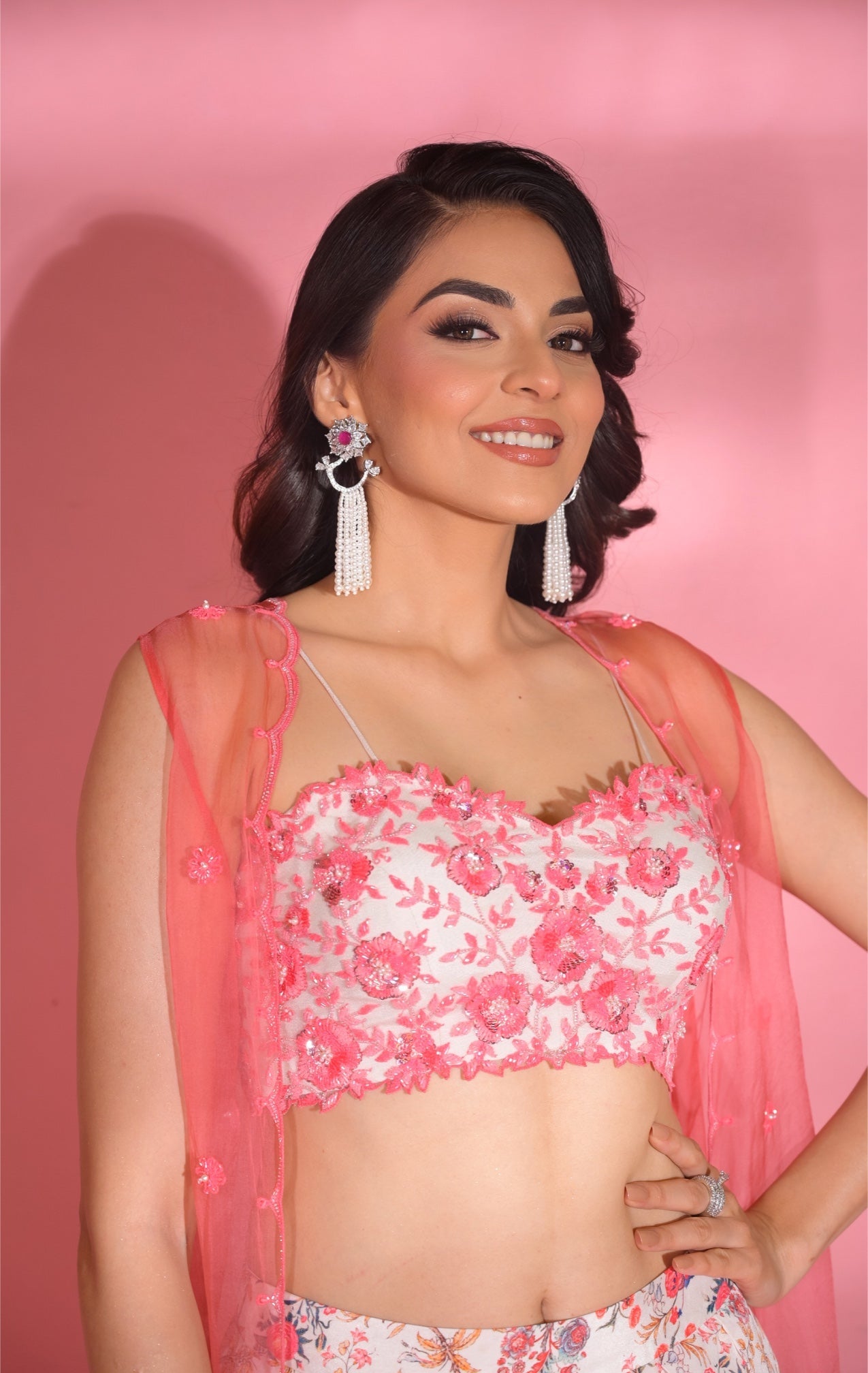 Mia – ivory organza lehenga, bisouNYC