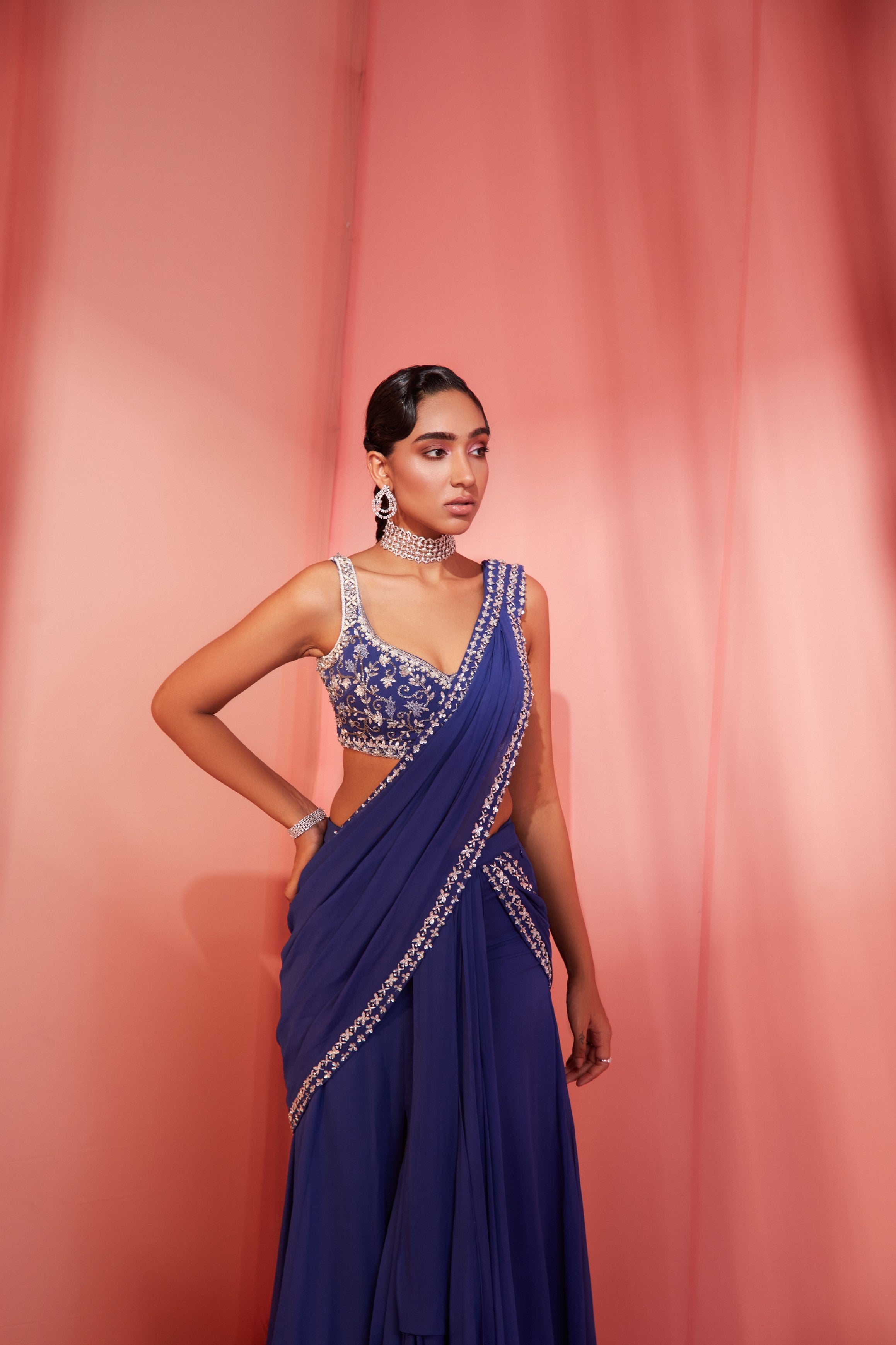 Misha – blue georgette lehenga, bisouNYC