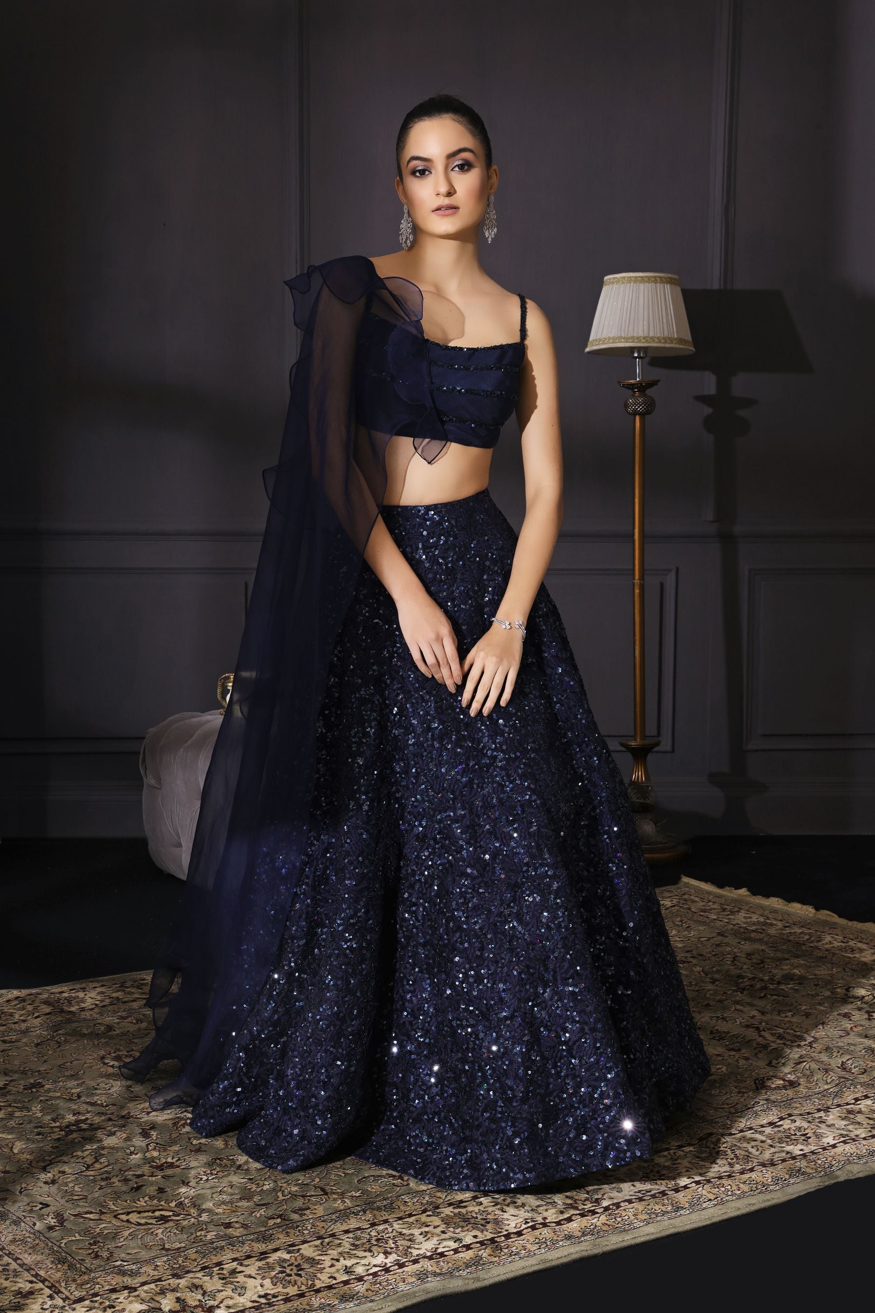 Mohini – blue organza lehenga, bisouNYC