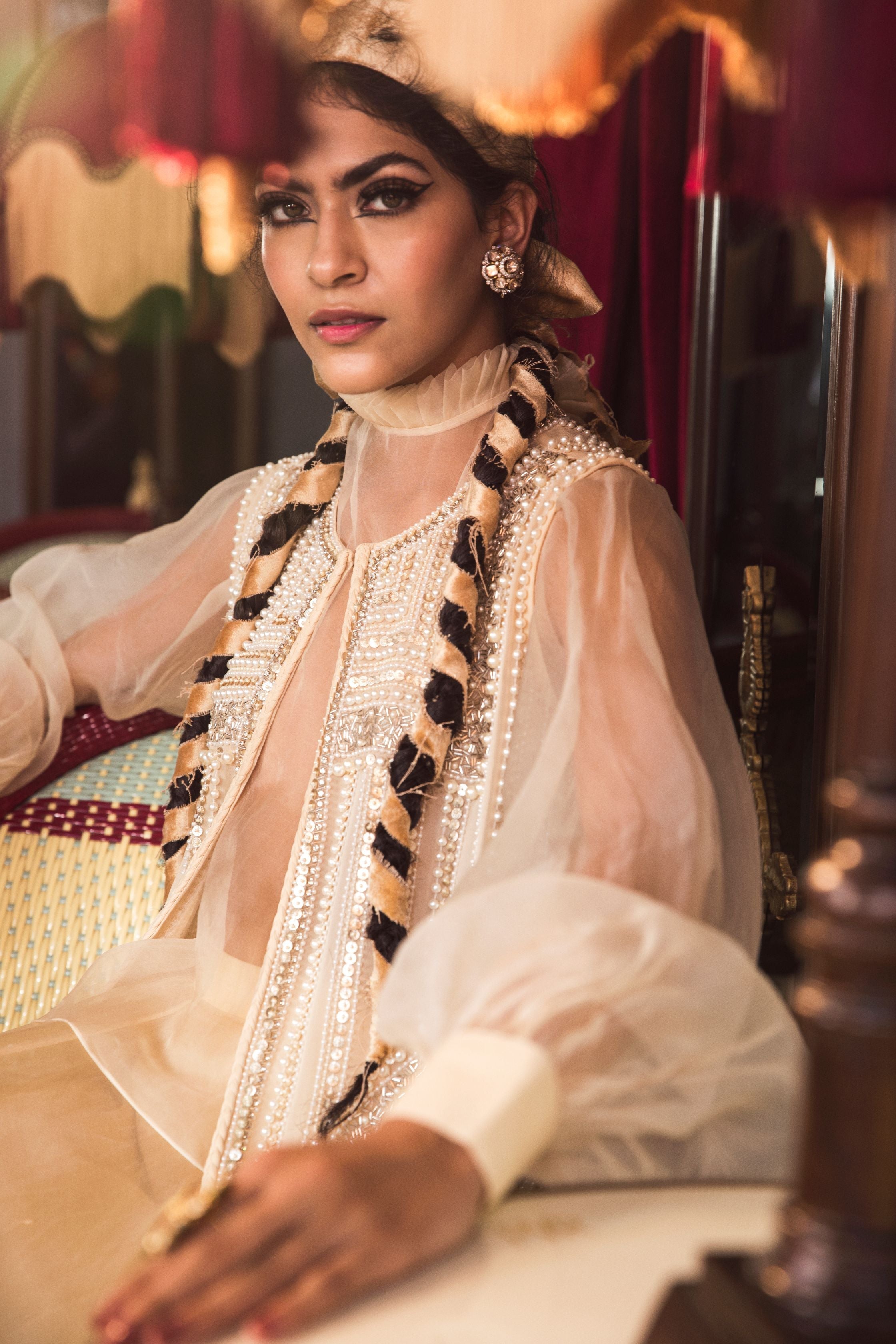 Mokshita – ivory organza lehenga, bisouNYC