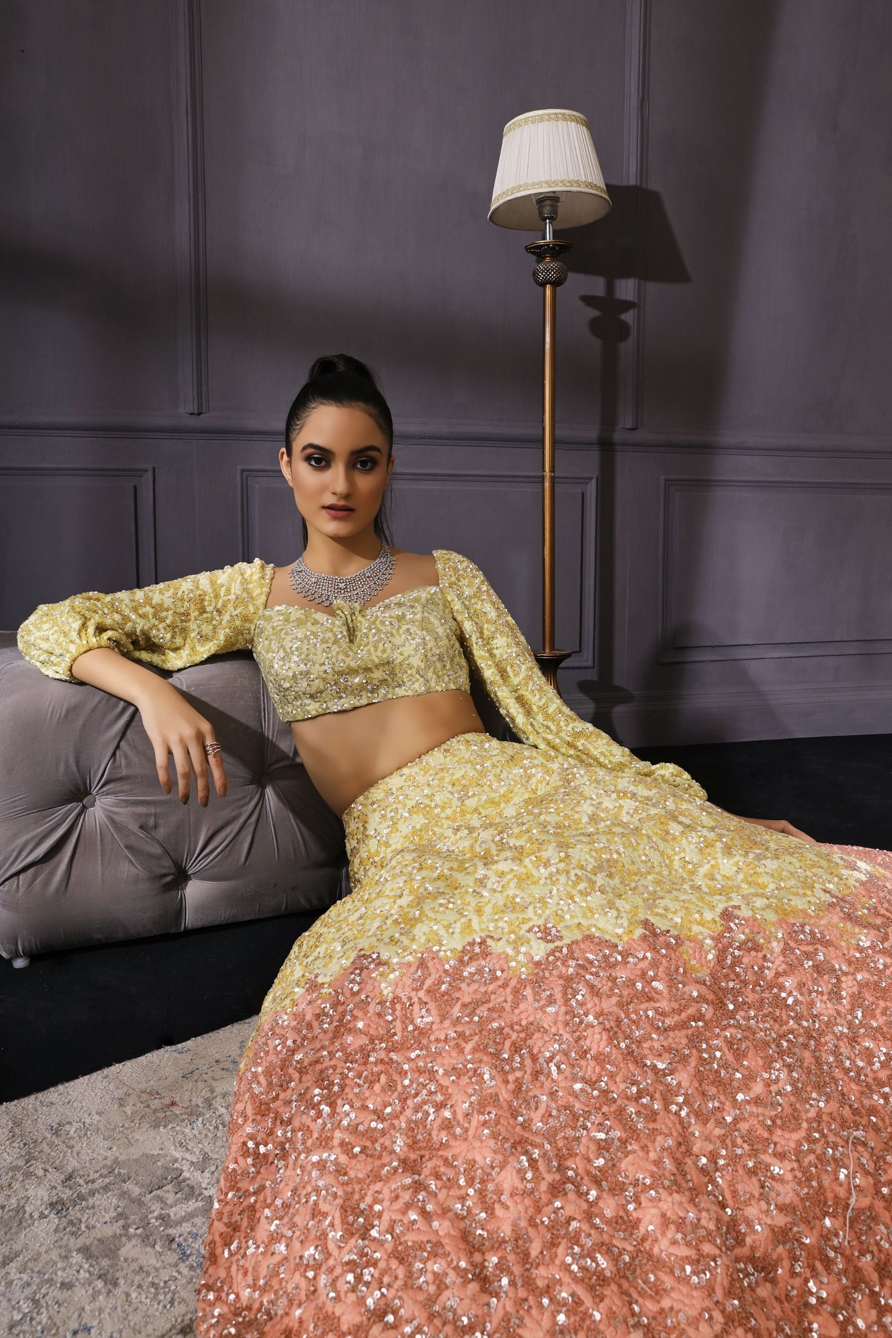 Naina – yellow organza lehenga, bisouNYC