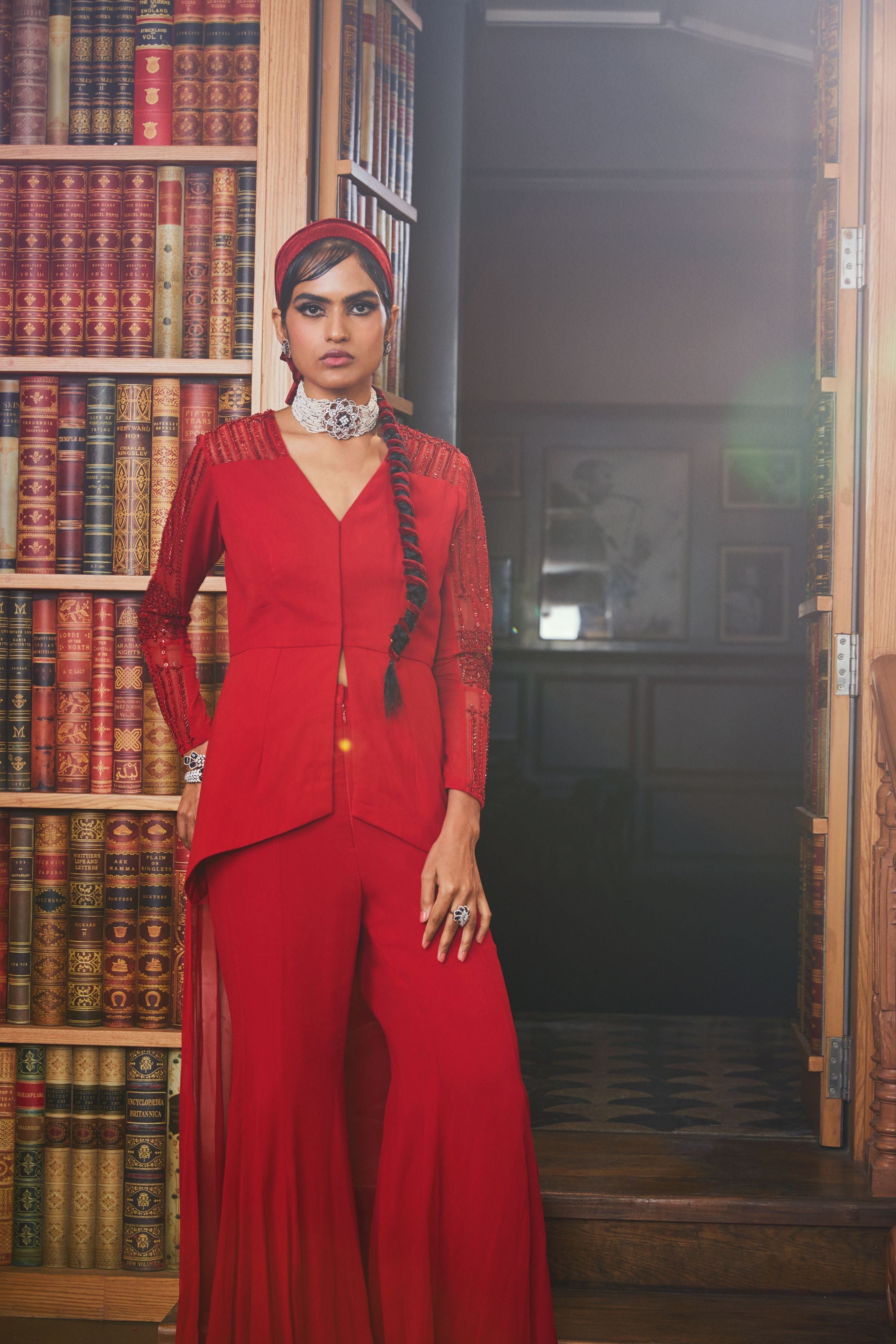 Nalini – red georgette suit, bisouNYC