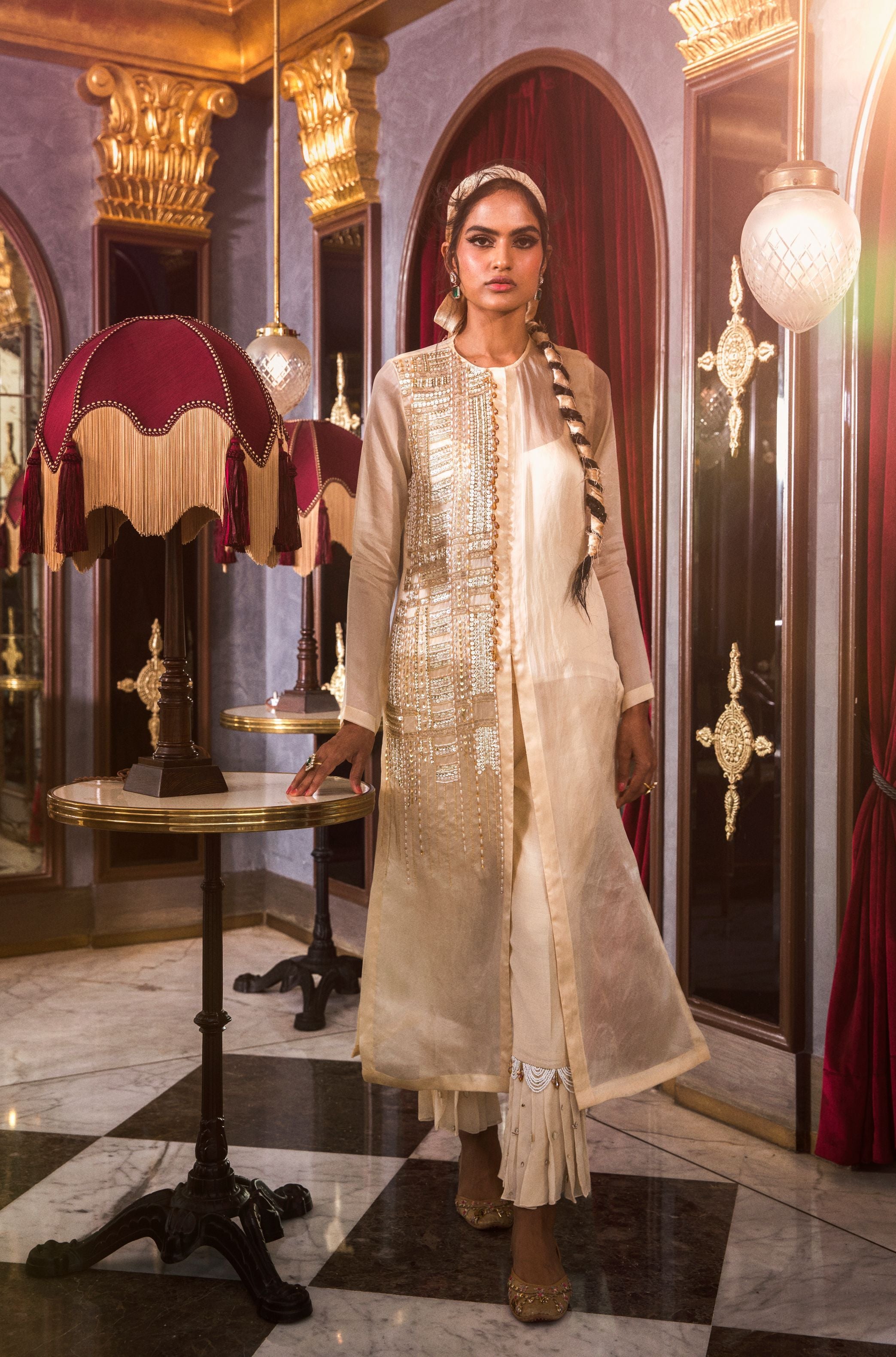 Nima – ivory organza suit, bisouNYC