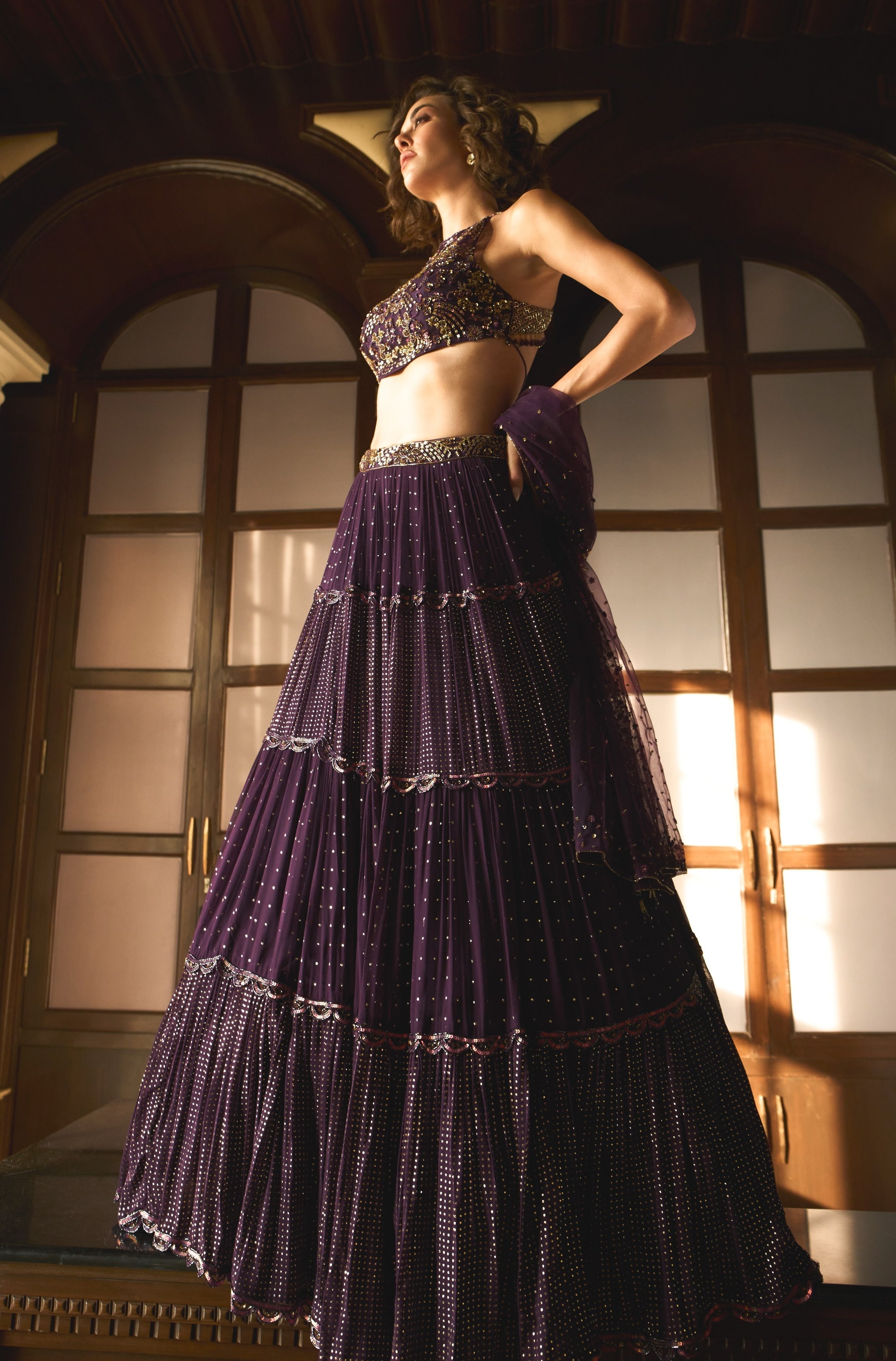 Nina – purple georgette lehenga, bisouNYC