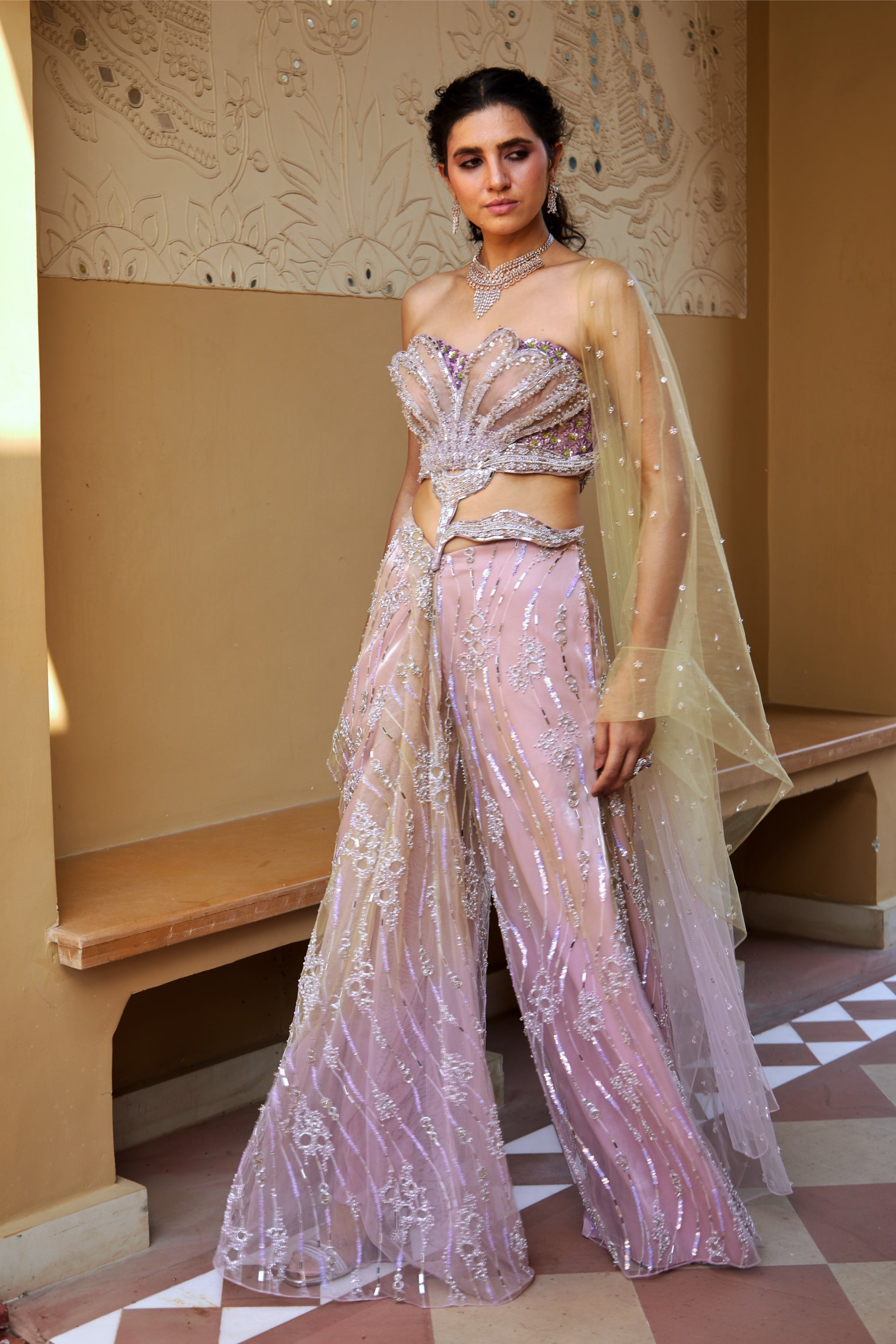 Nirvi – lilac net saree, bisouNYC