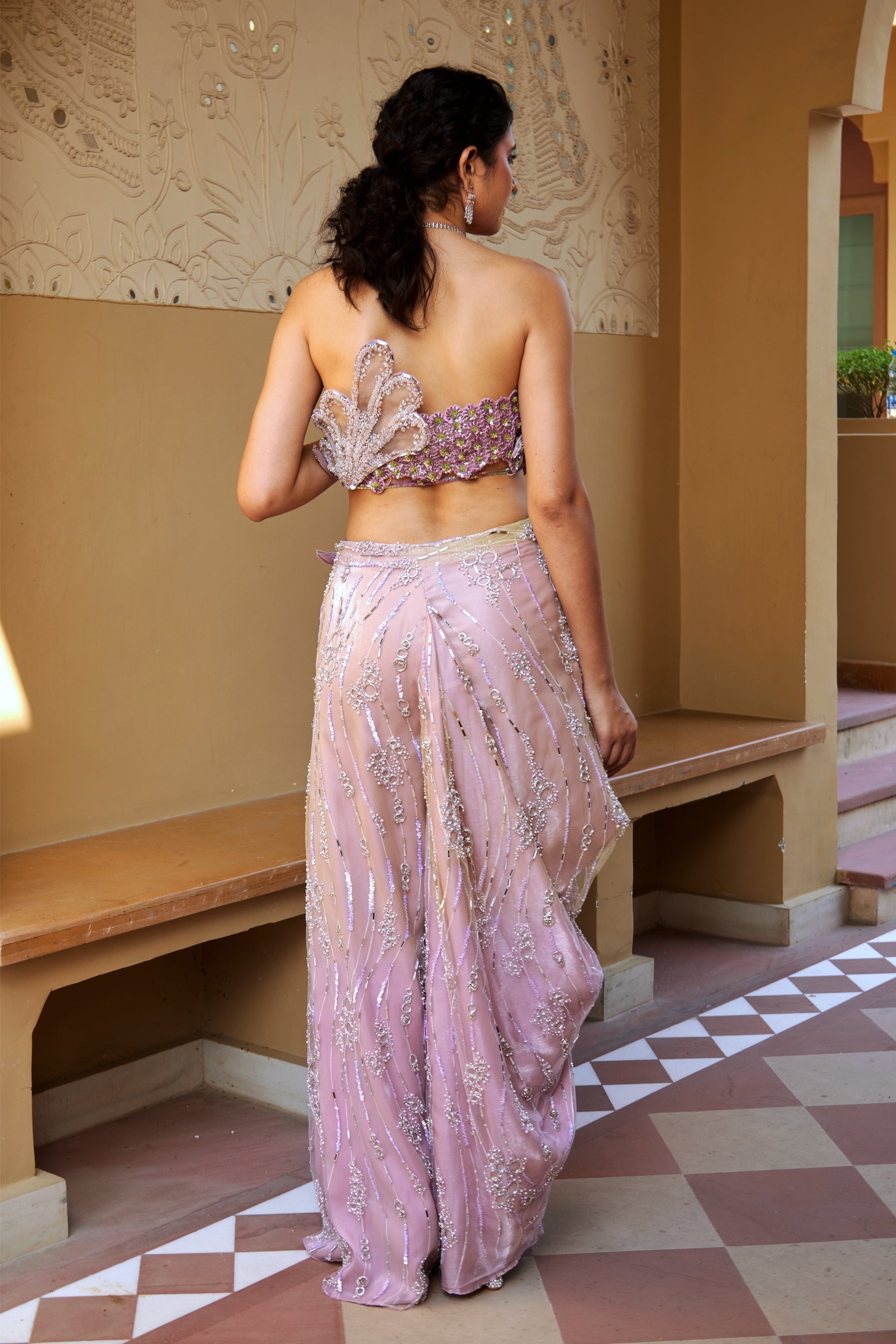 Nirvi – lilac net saree, bisouNYC