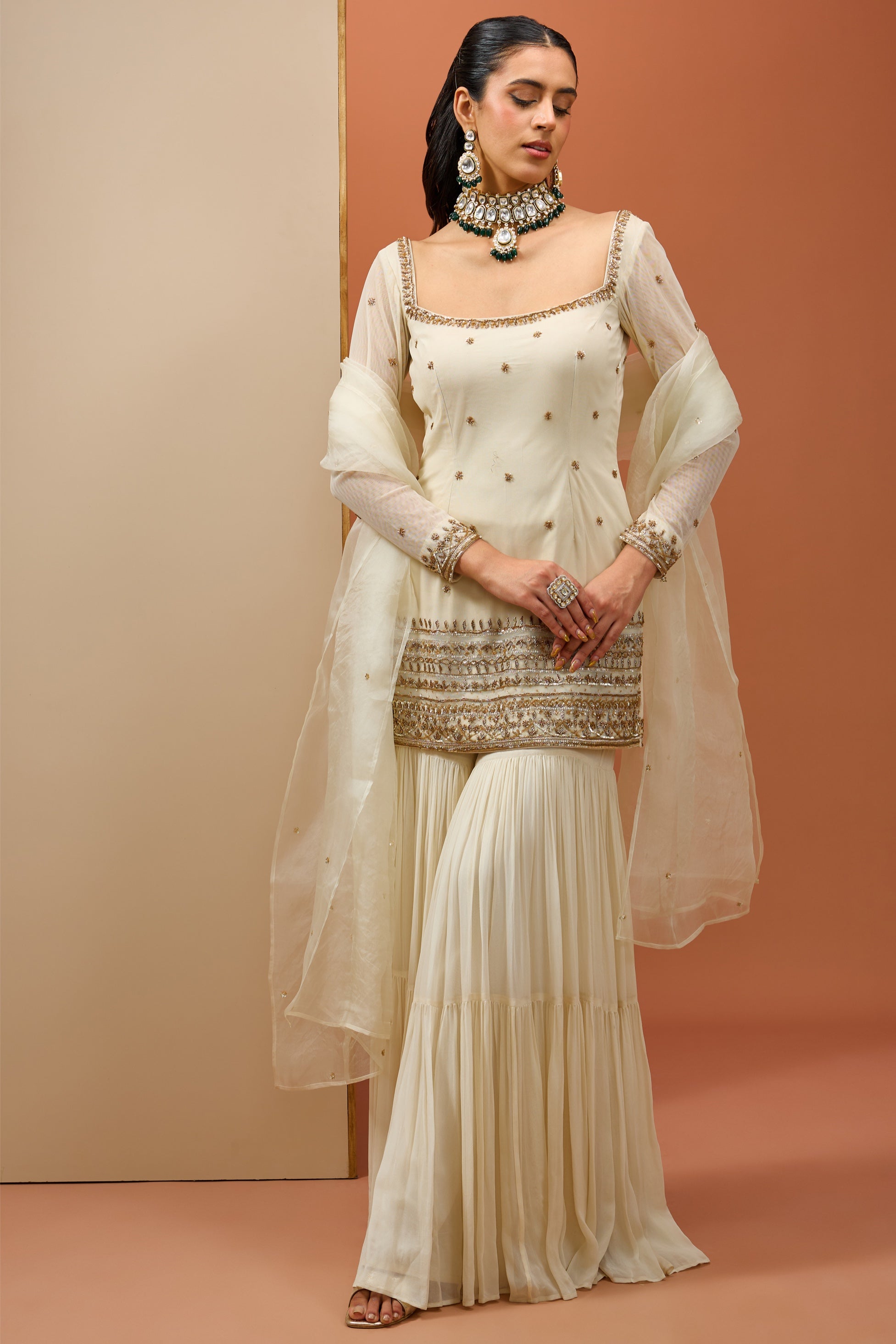 Nisha – white organza suit, bisouNYC