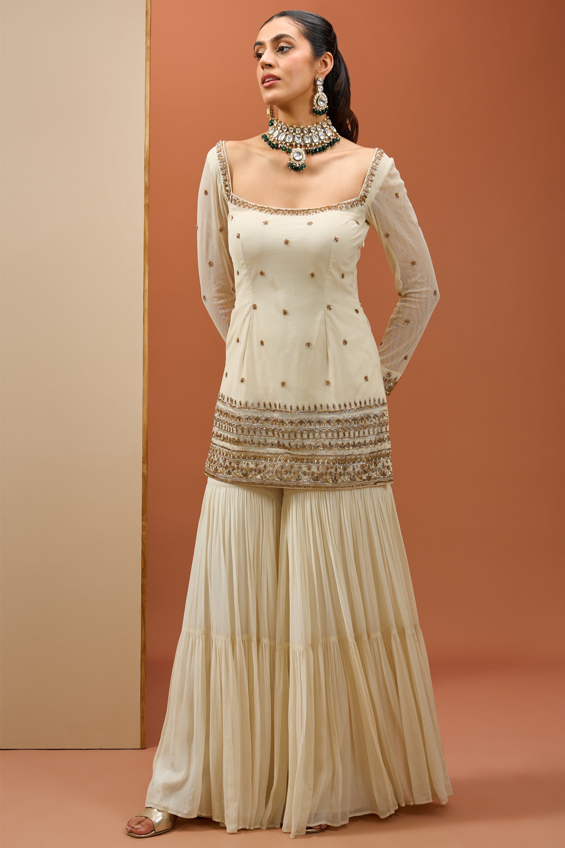 Nisha – white organza suit, bisouNYC
