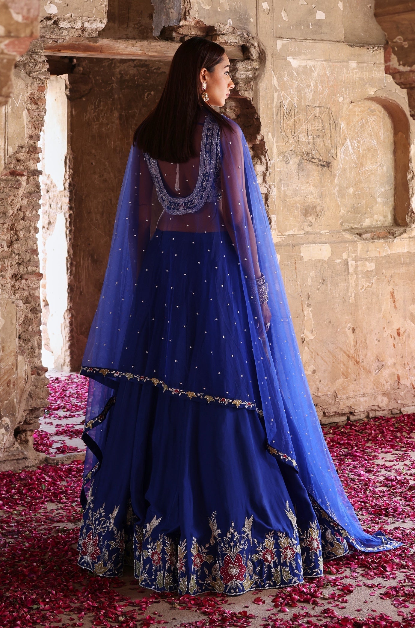 Nisha – blue organza lehenga, bisouNYC