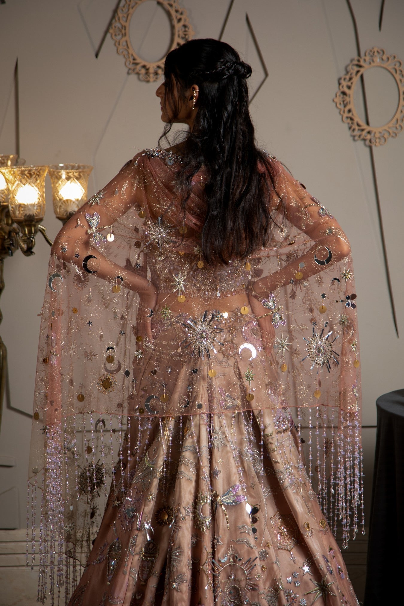 Nova – rose organza lehenga, bisouNYC