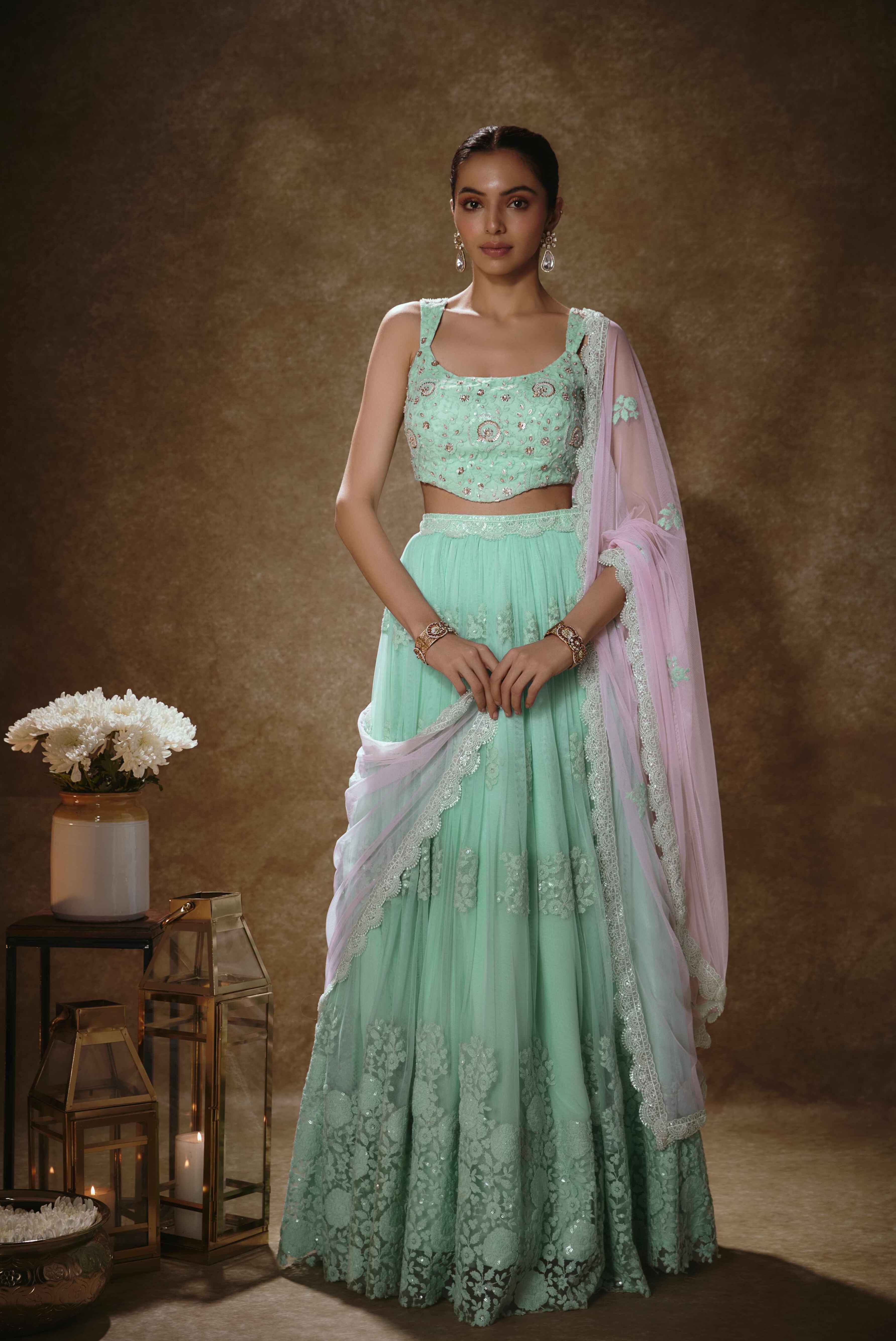 Nyra – mint lehenga, bisouNYC
