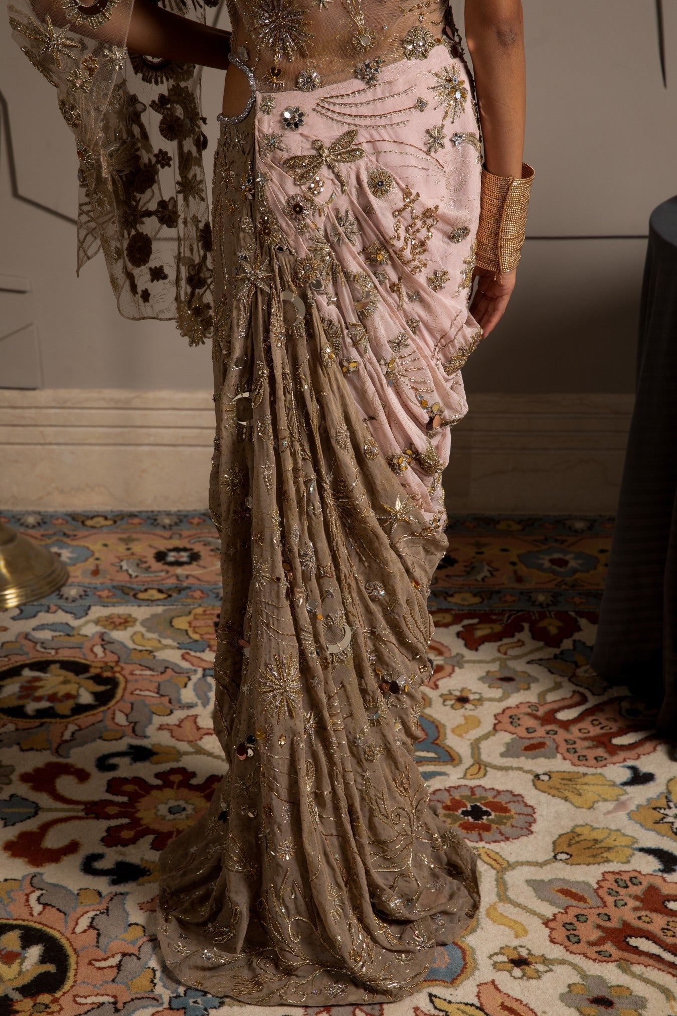 Nysa – pink georgette saree, bisouNYC