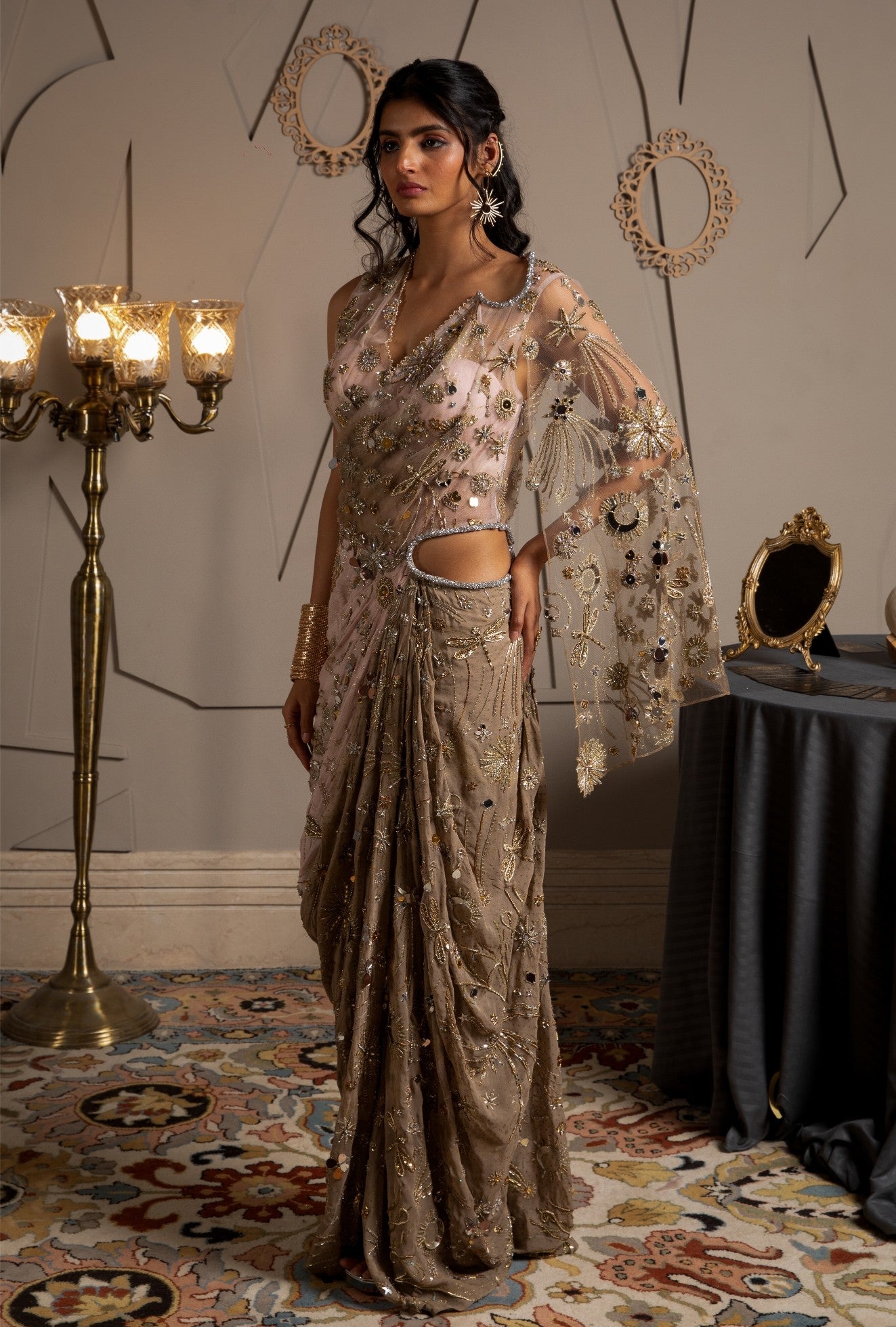 Nysa – pink georgette saree, bisouNYC