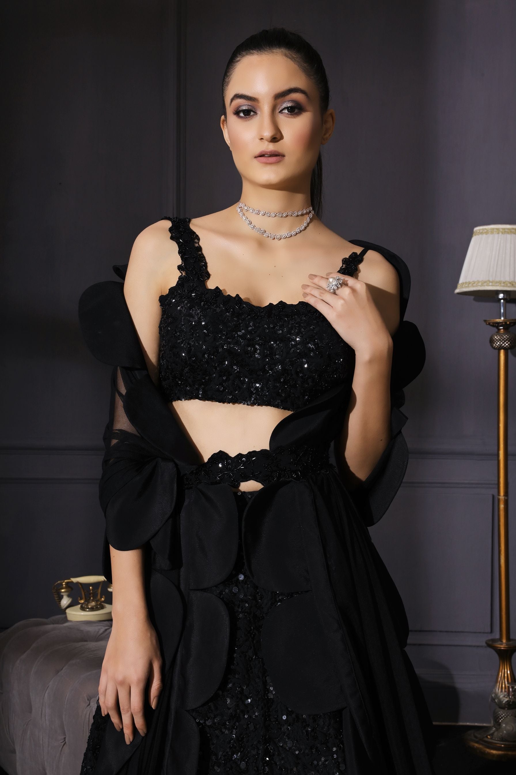 Palna – black organza lehenga, bisouNYC