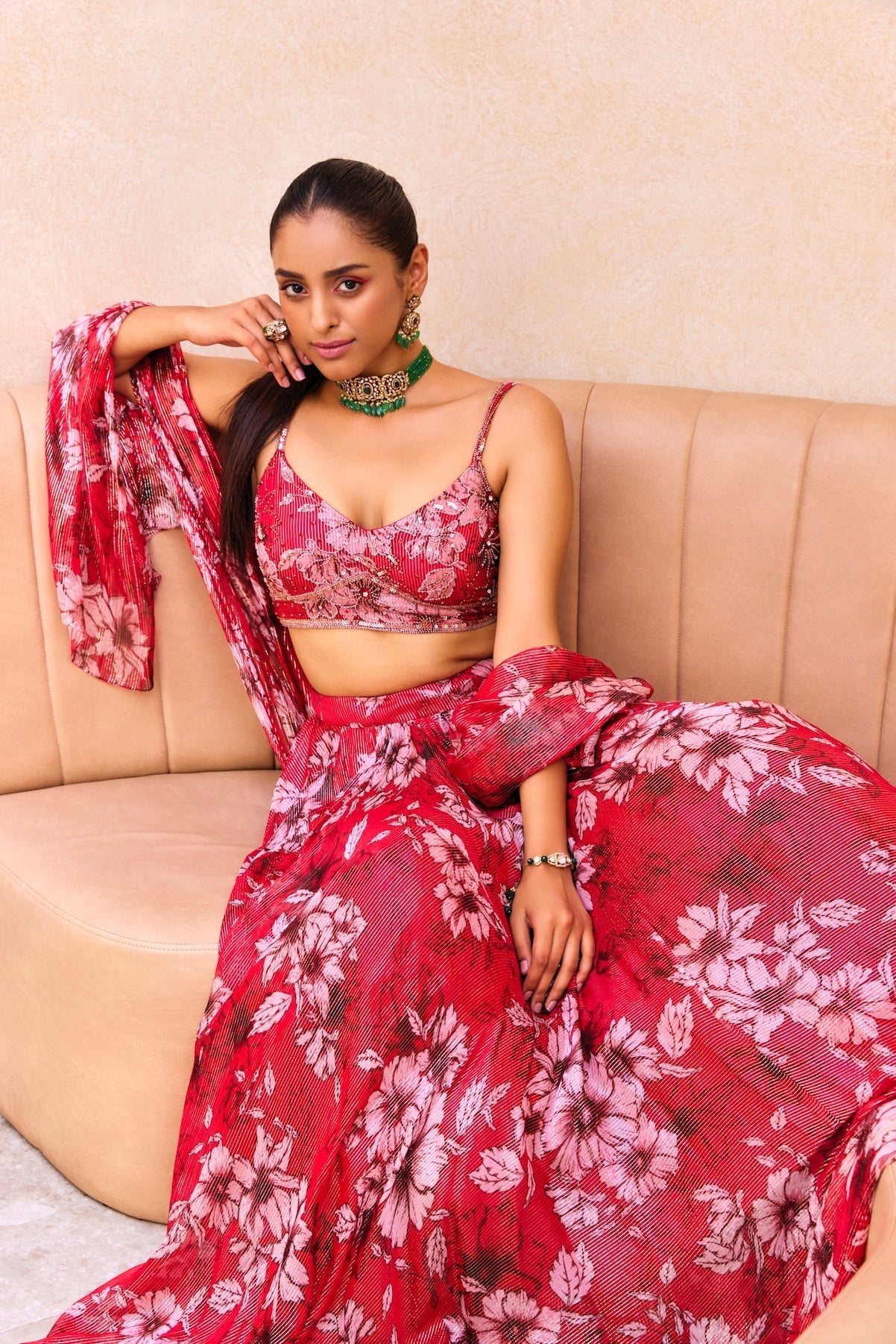 Palna – pink chiffon lehenga, bisouNYC