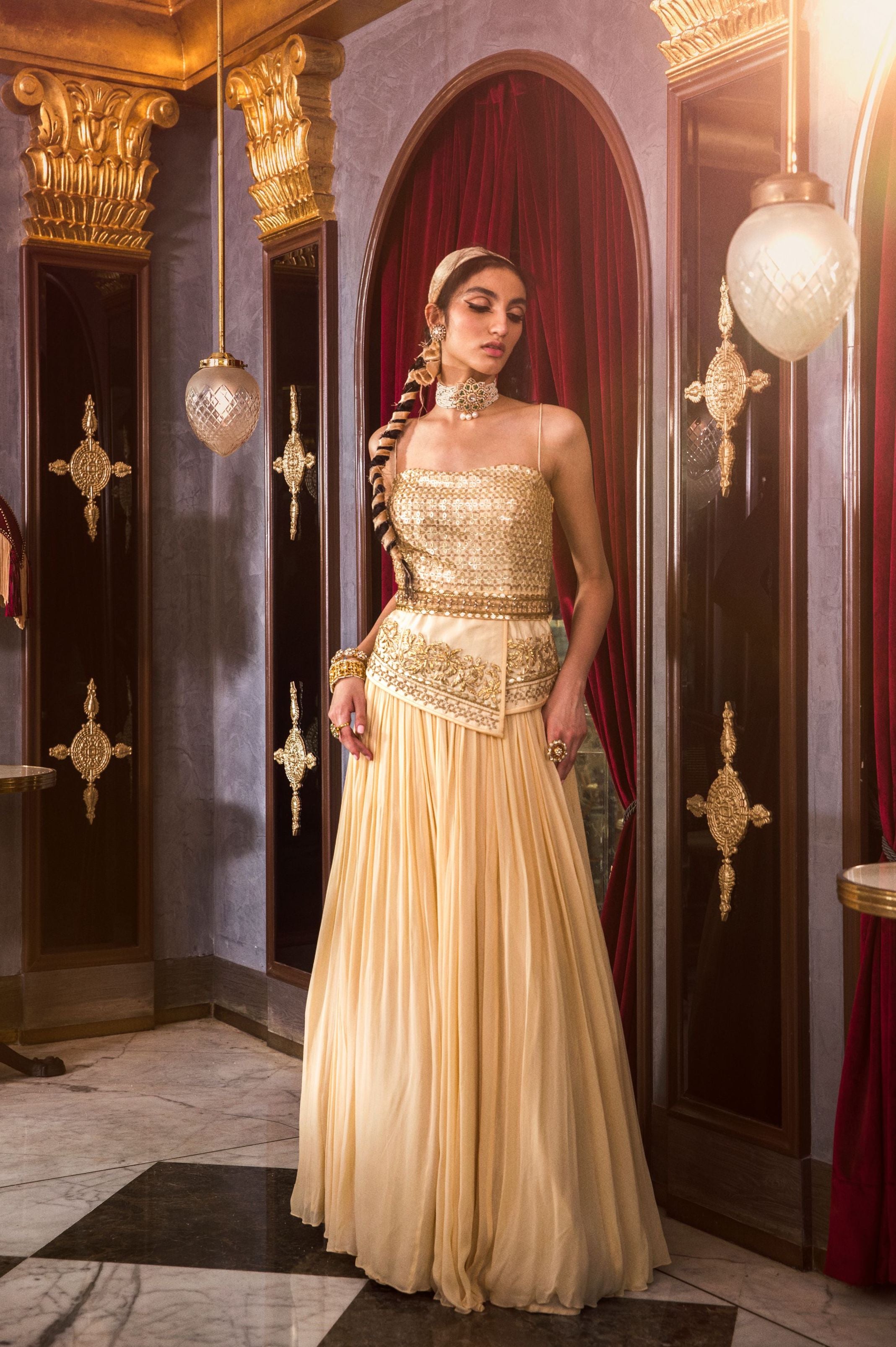 Priyanka – ivory georgette lehenga, bisouNYC