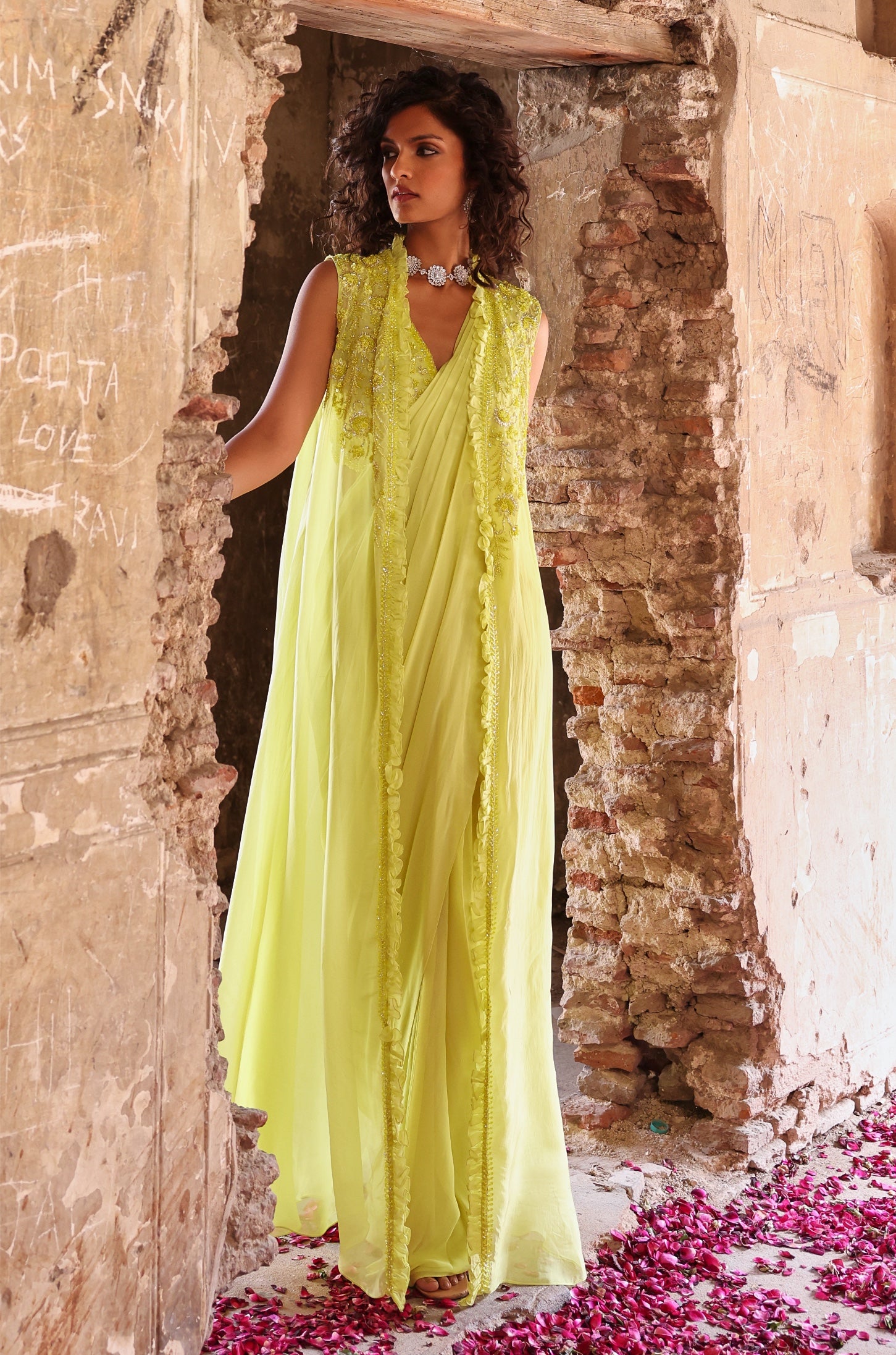 Raesa – green organza saree, bisouNYC