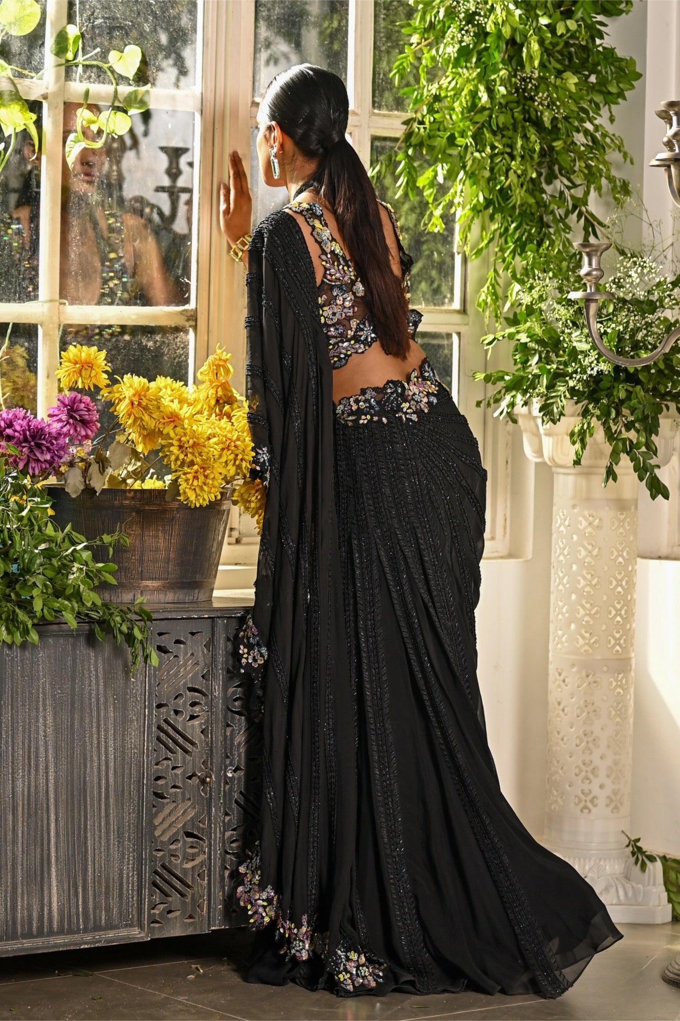 Rayna – black organza saree, bisouNYC