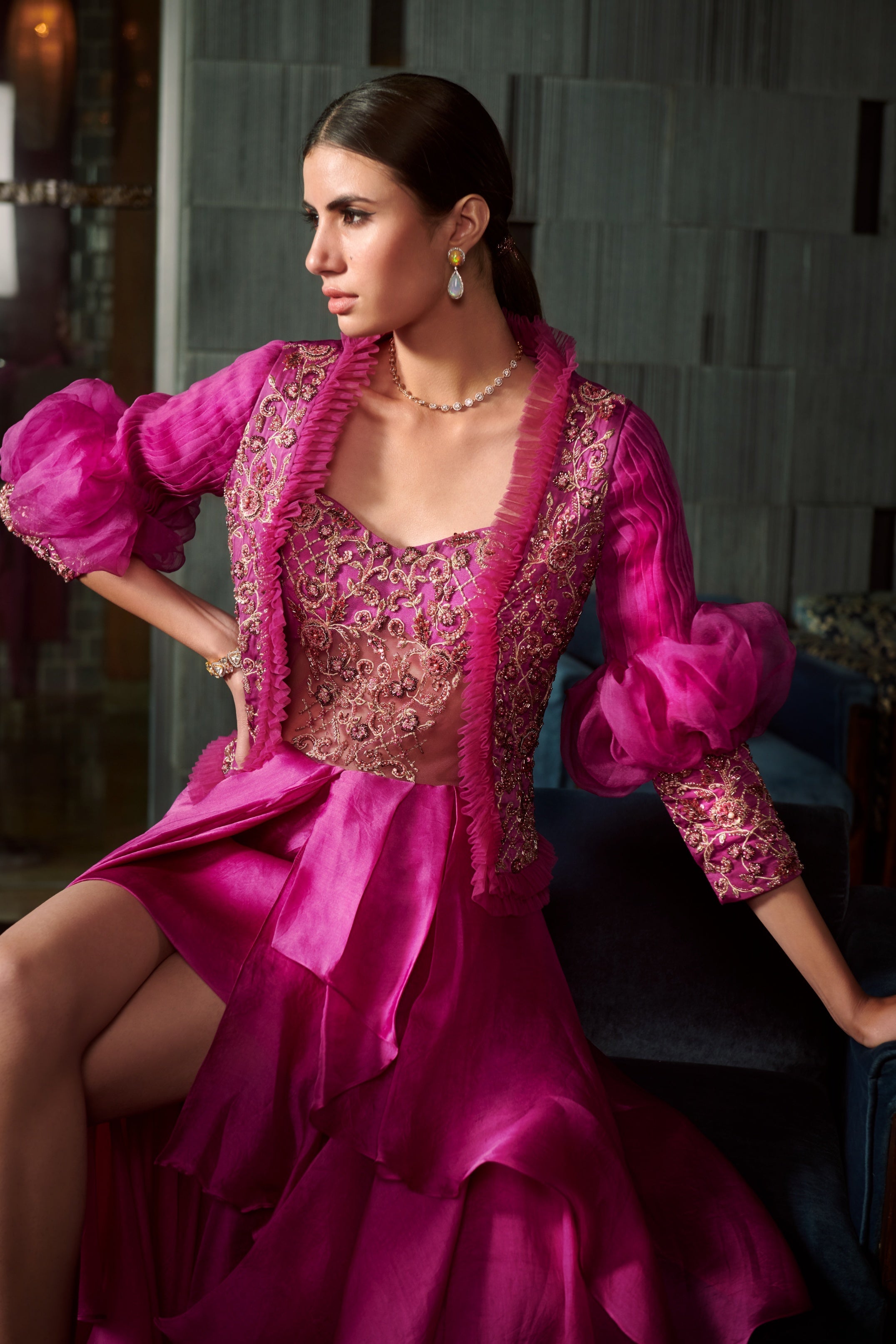 Rita – fuchsia organza dress, bisouNYC
