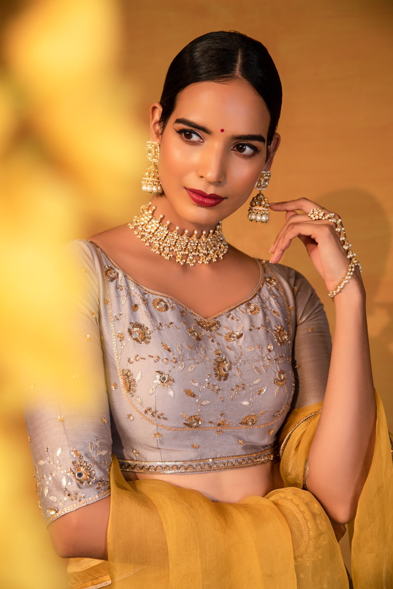 Roopa – grey organza lehenga, bisouNYC
