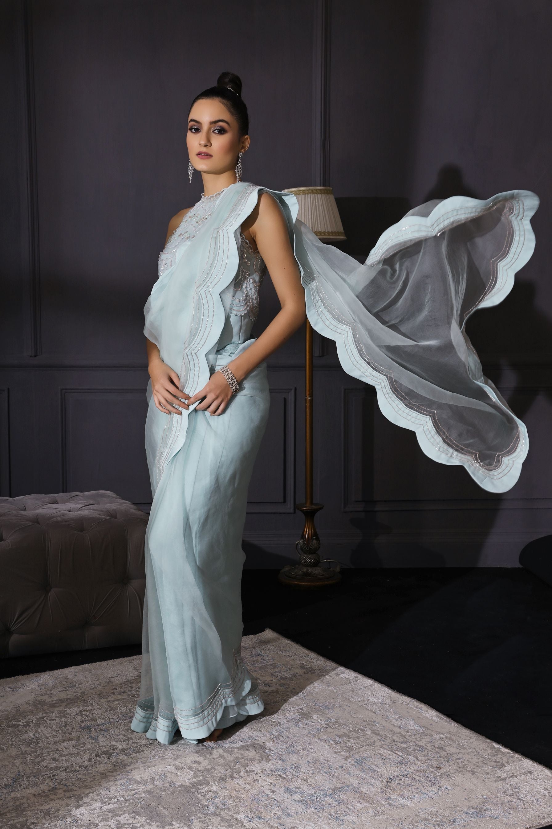 Ruhi – blue organza saree, bisouNYC