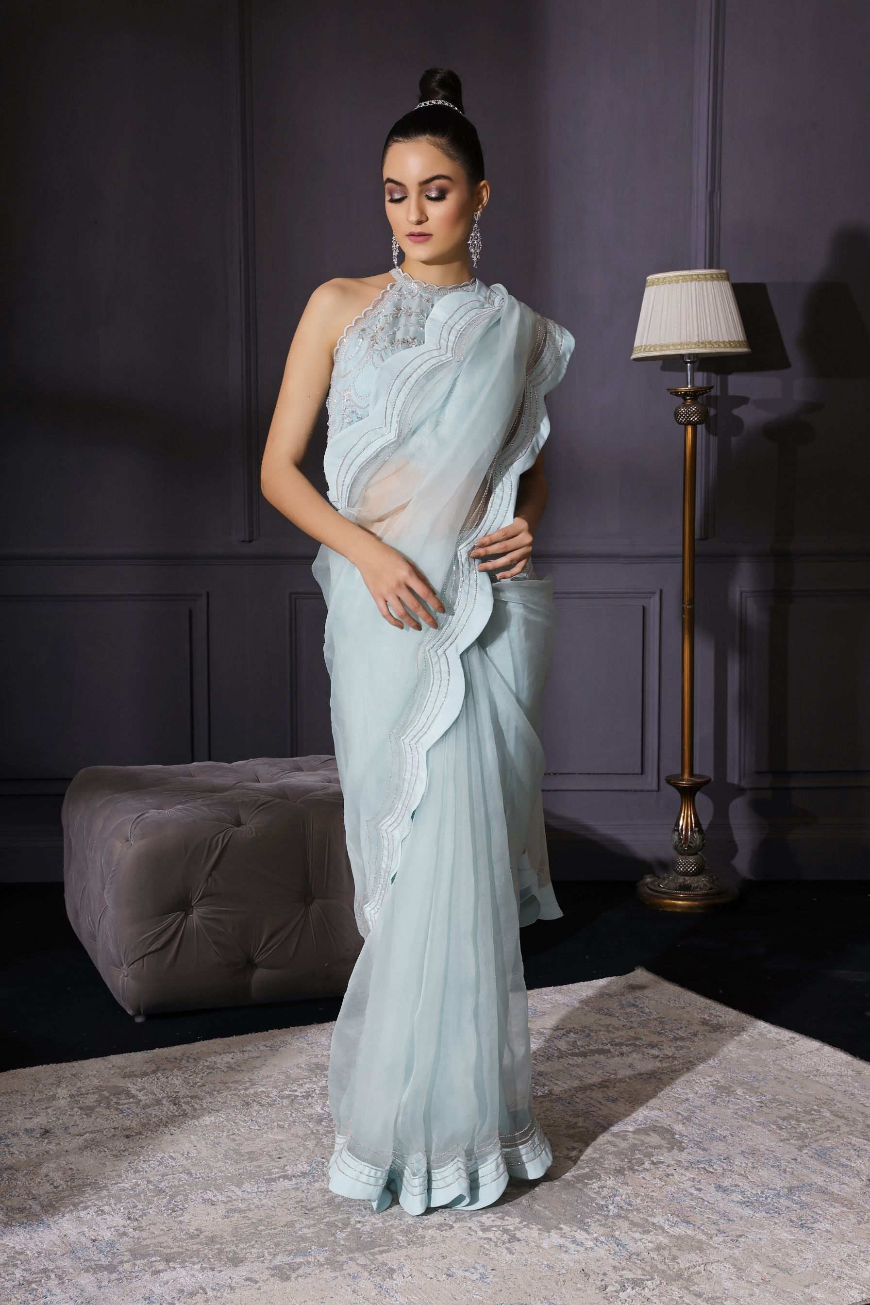 Ruhi – blue organza saree, bisouNYC