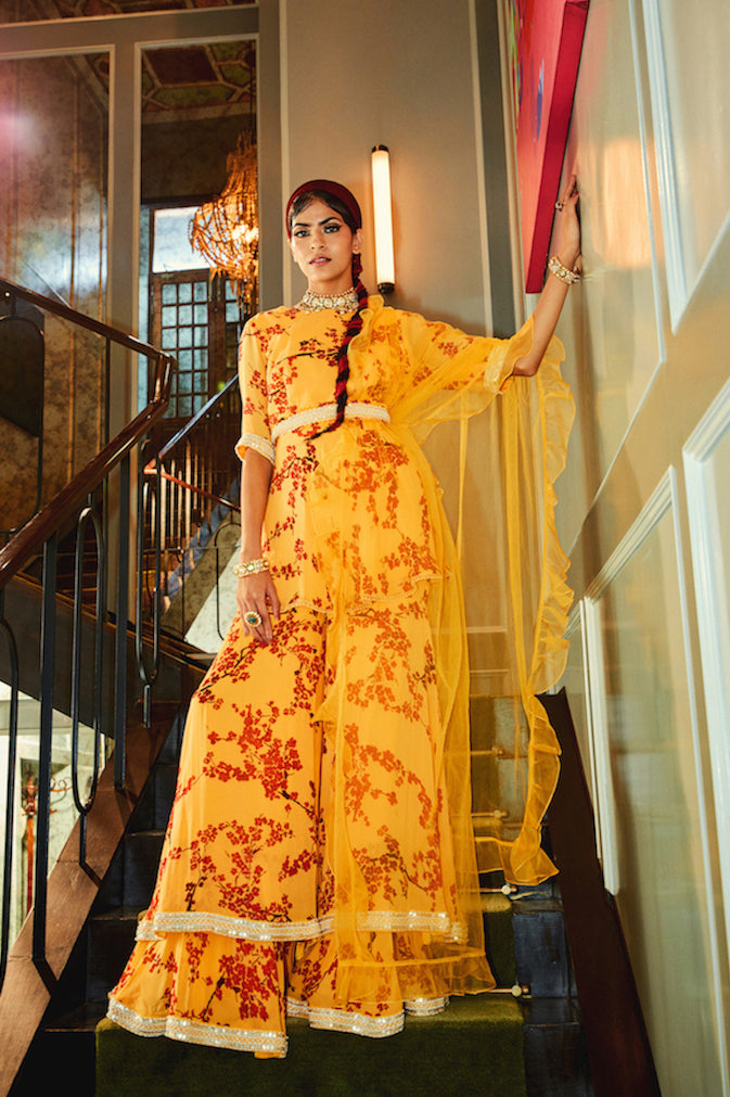 Saloni – yellow organza suit, bisouNYC