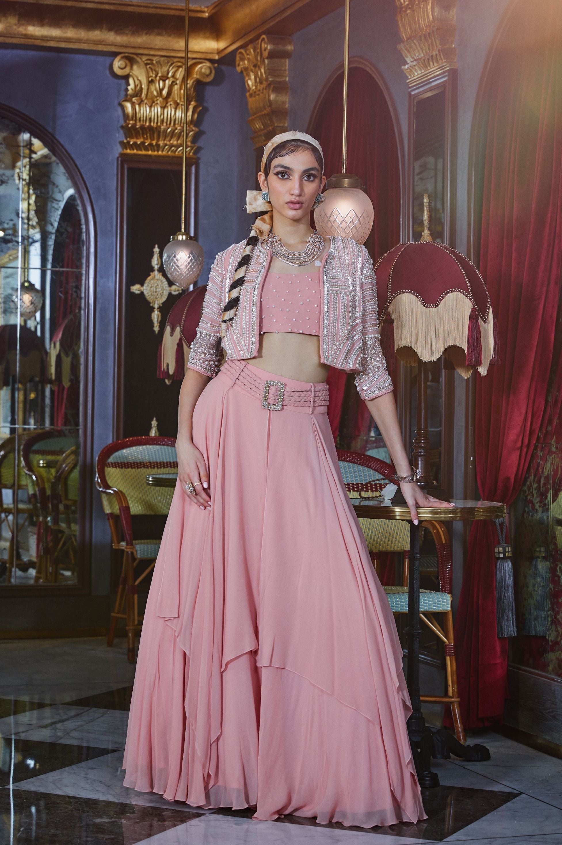 Sanam – pink georgette lehenga, bisouNYC