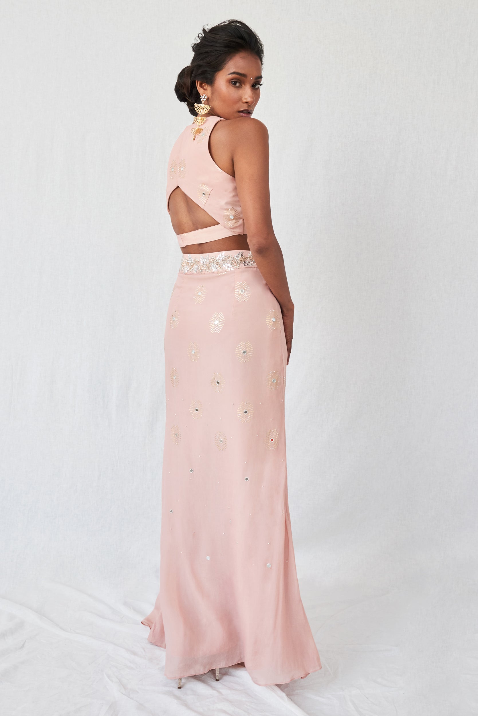 Shanti – nude crepe outfit, bisouNYC