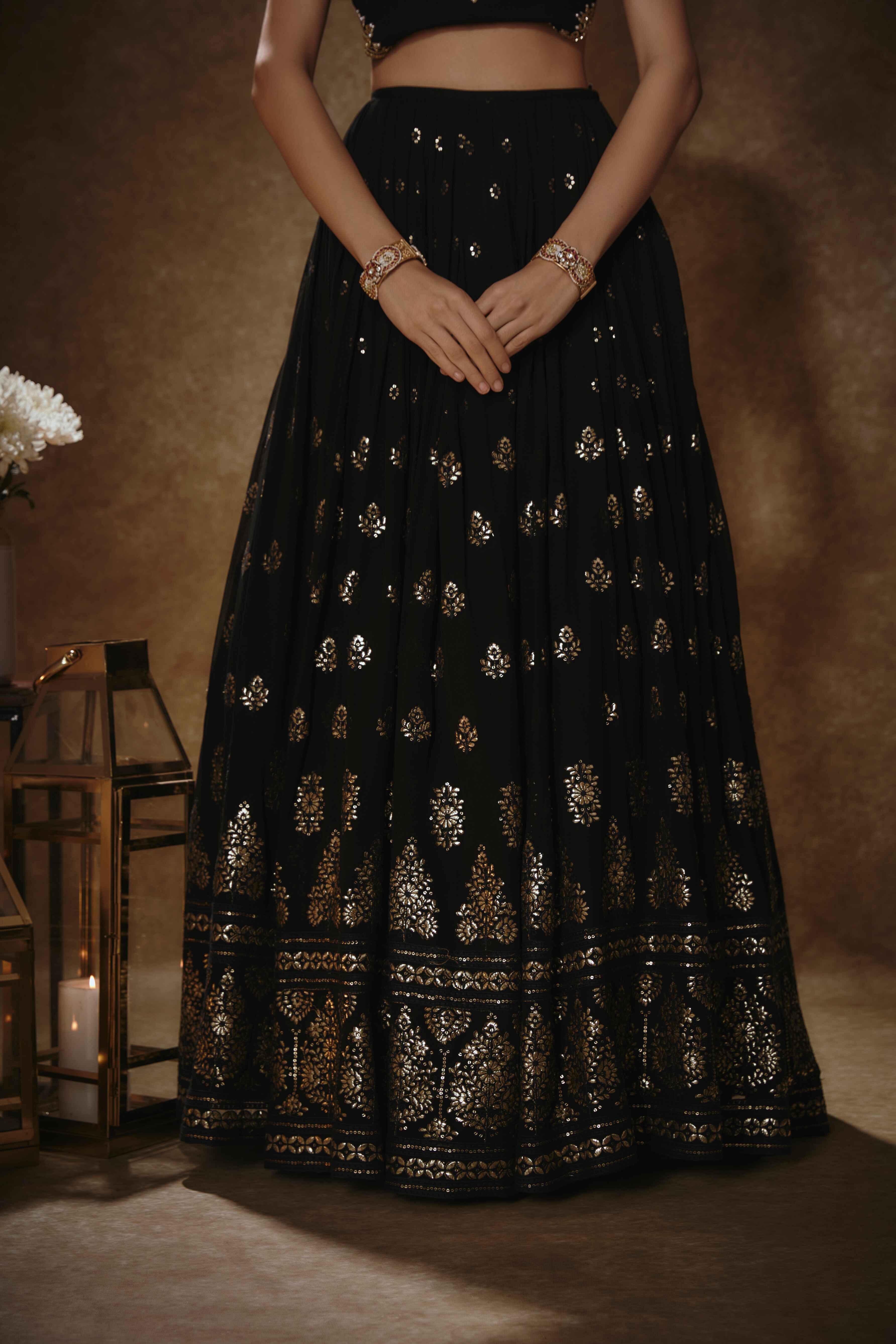 Shayra – black georgette lehenga, bisouNYC