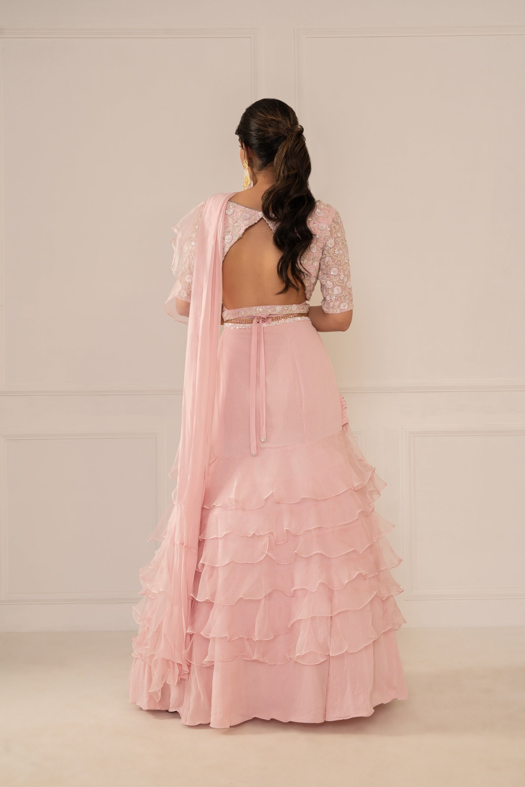 Sheena – pink organza lehenga, bisouNYC