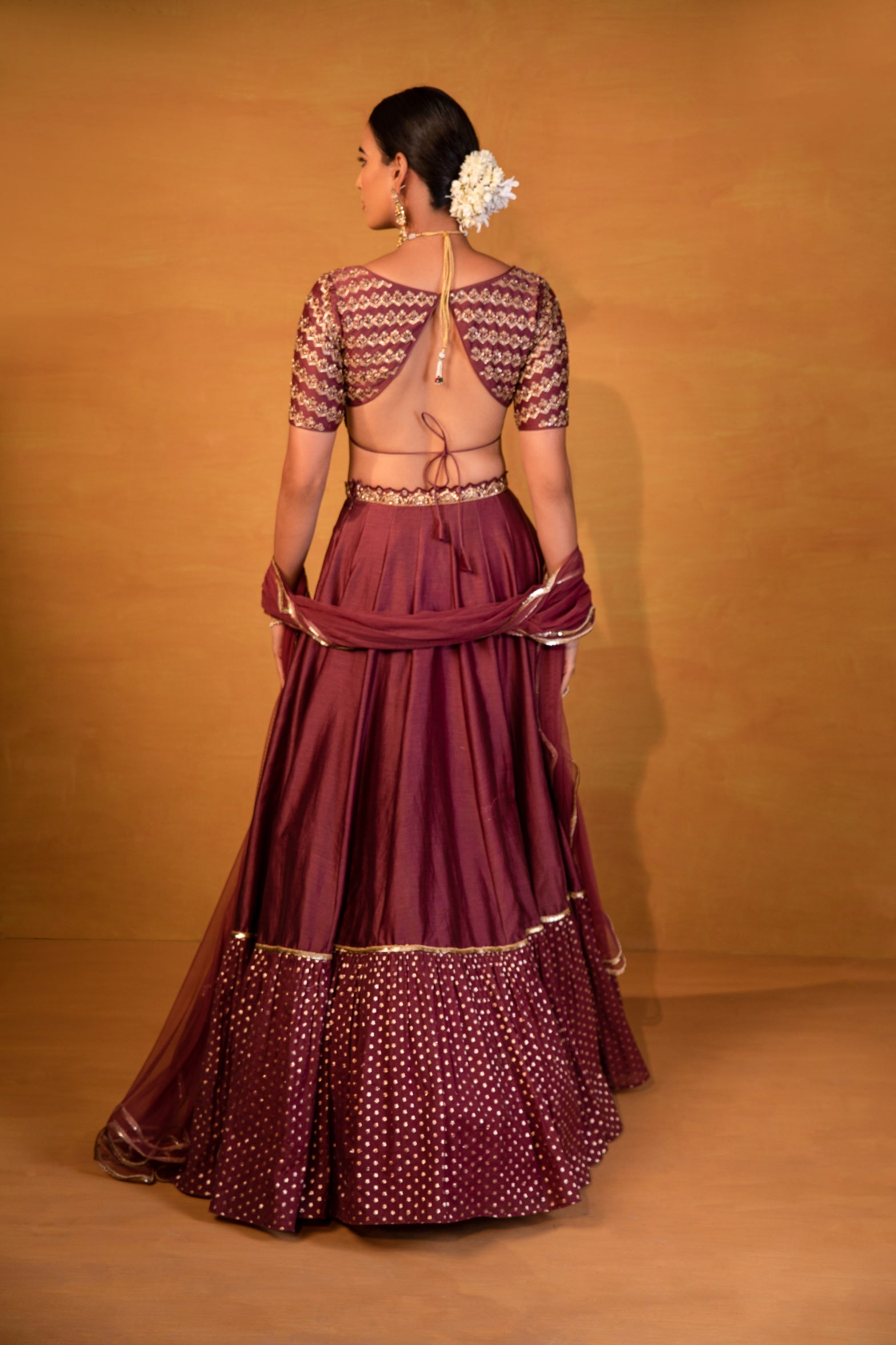 Sheila – wine net lehenga, bisouNYC