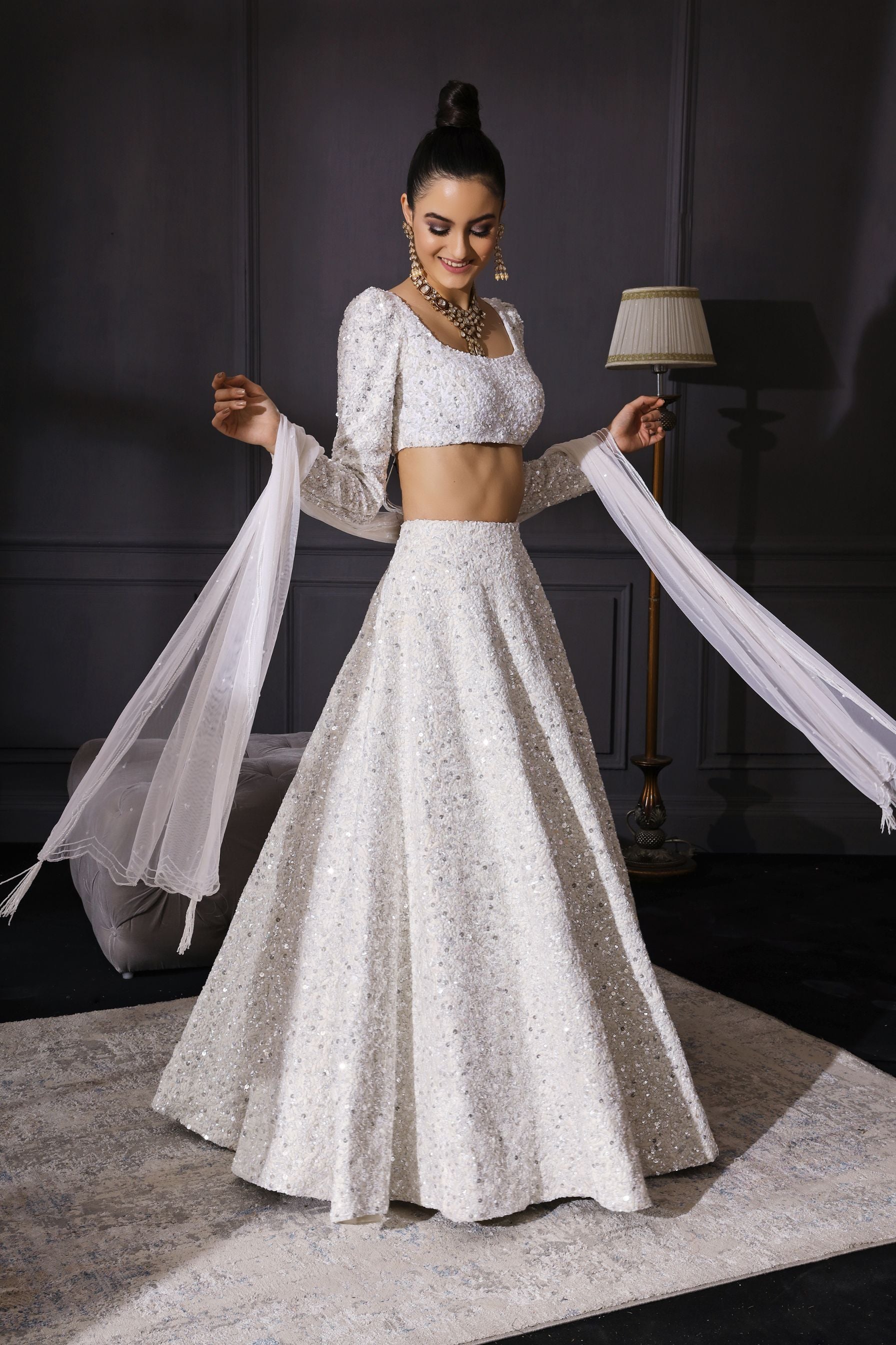 Sitara – ivory silk lehenga, bisouNYC