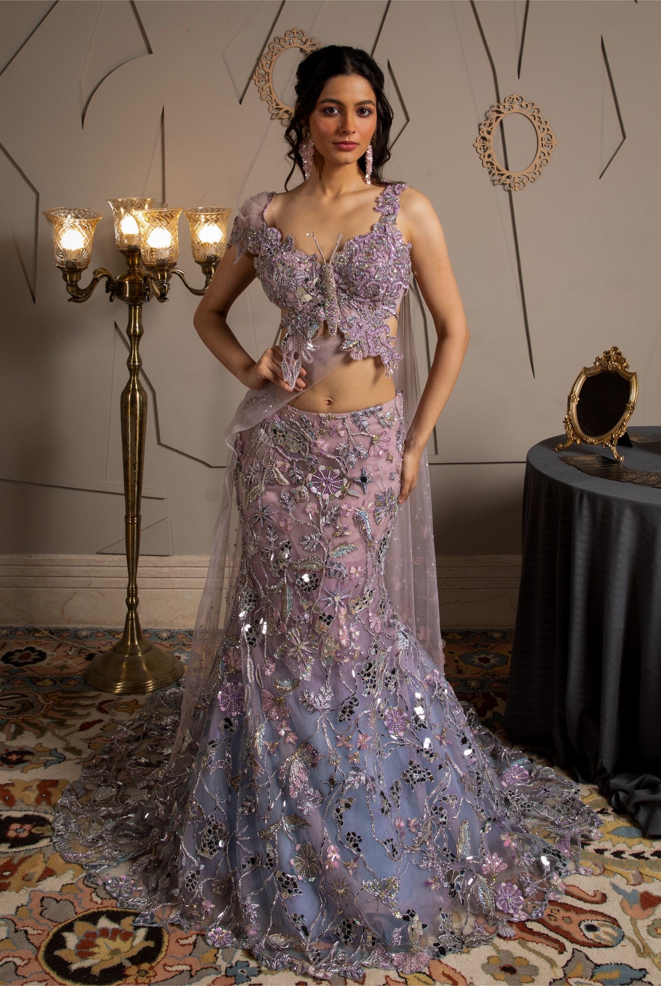 Skye – blue net lehenga, bisouNYC