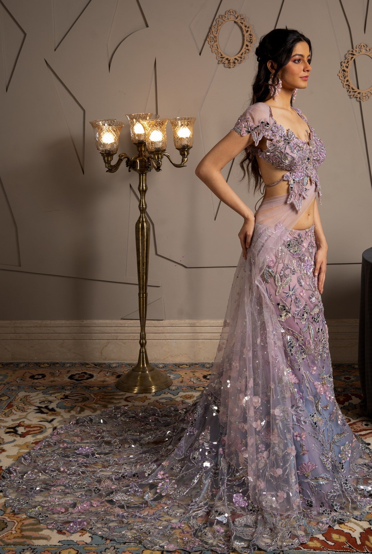 Skye – blue net lehenga, bisouNYC